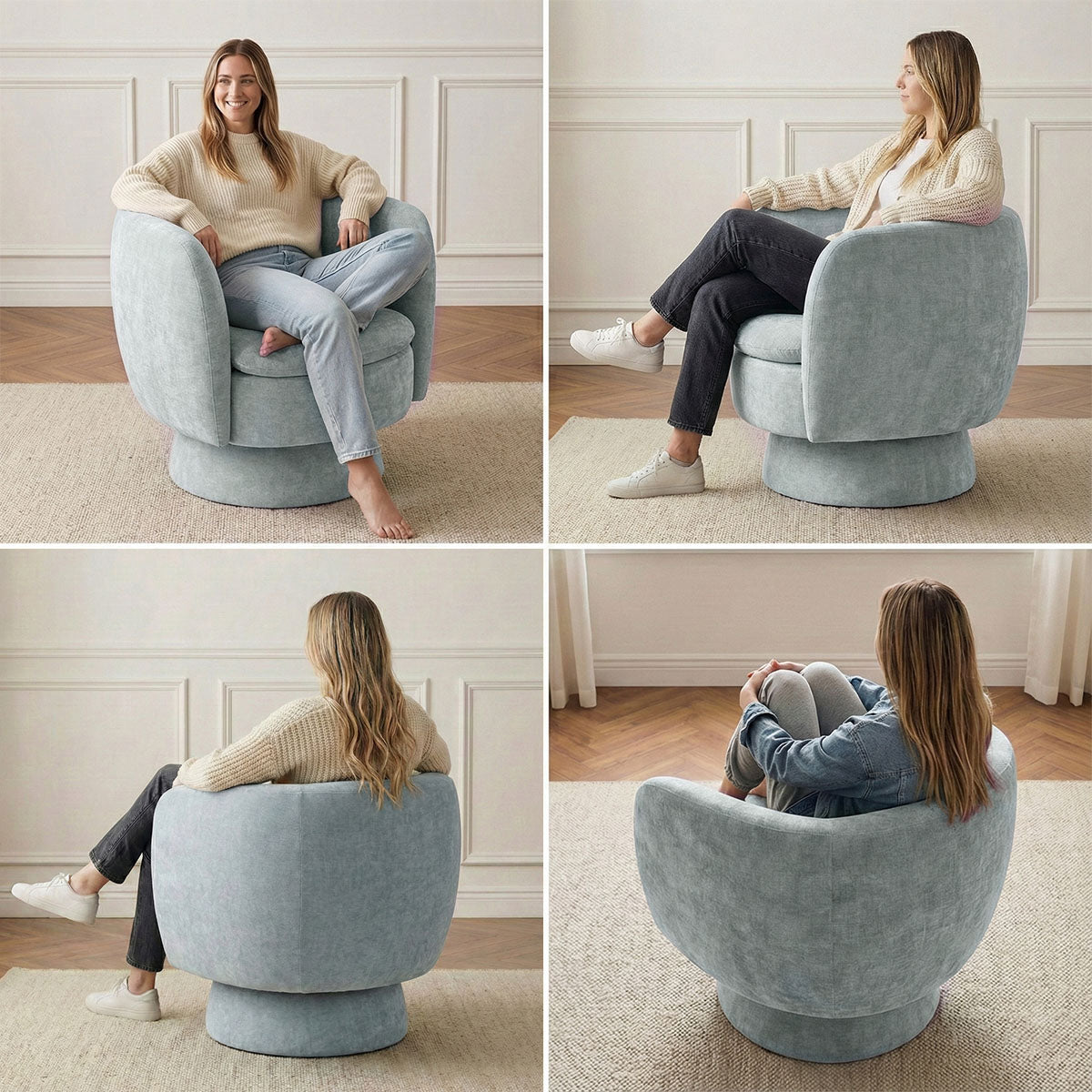 Bloom Upholstered Swivel Barrel Accent Chair (1-Piece)