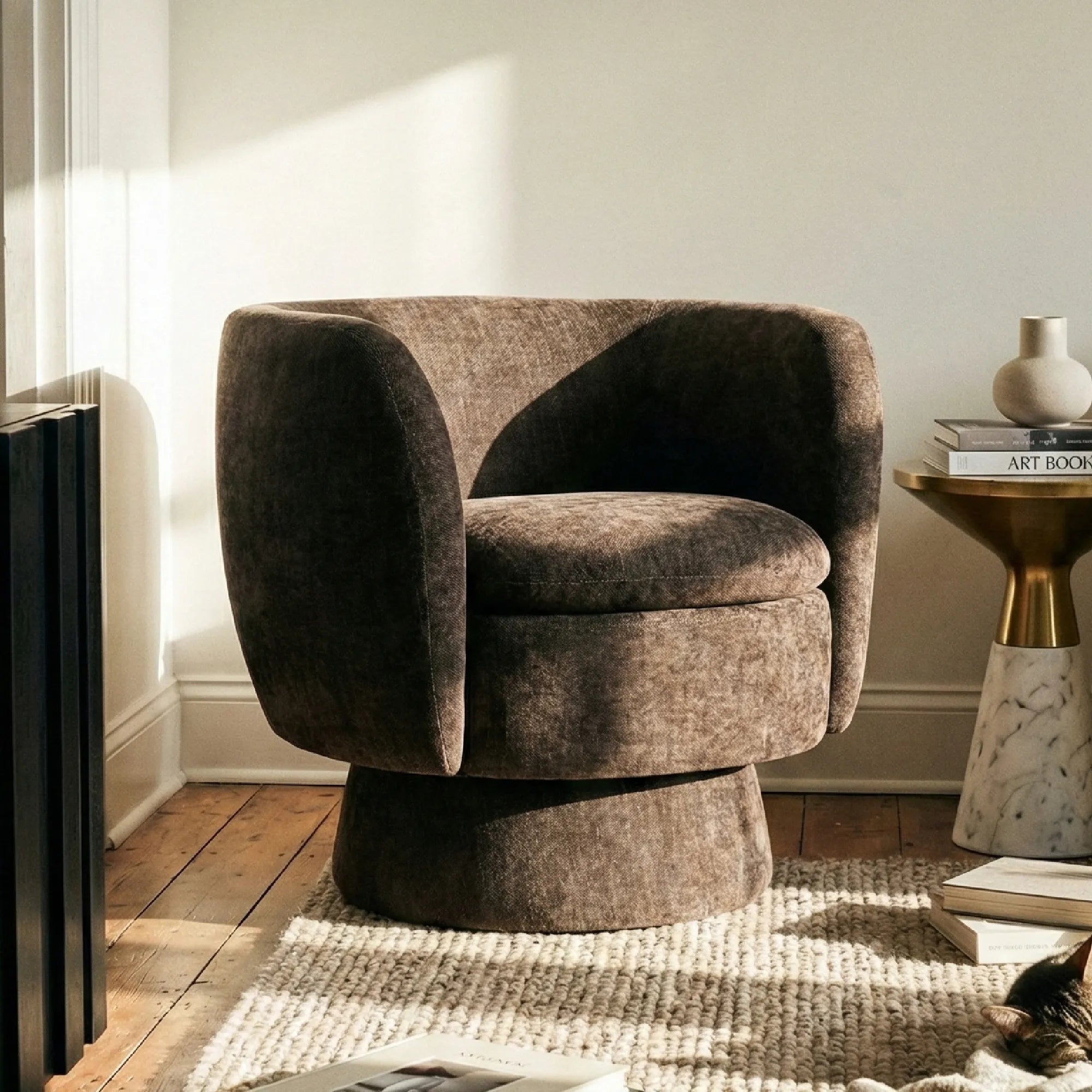 Bloom Upholstered Swivel Barrel Accent Chair (1-Piece)