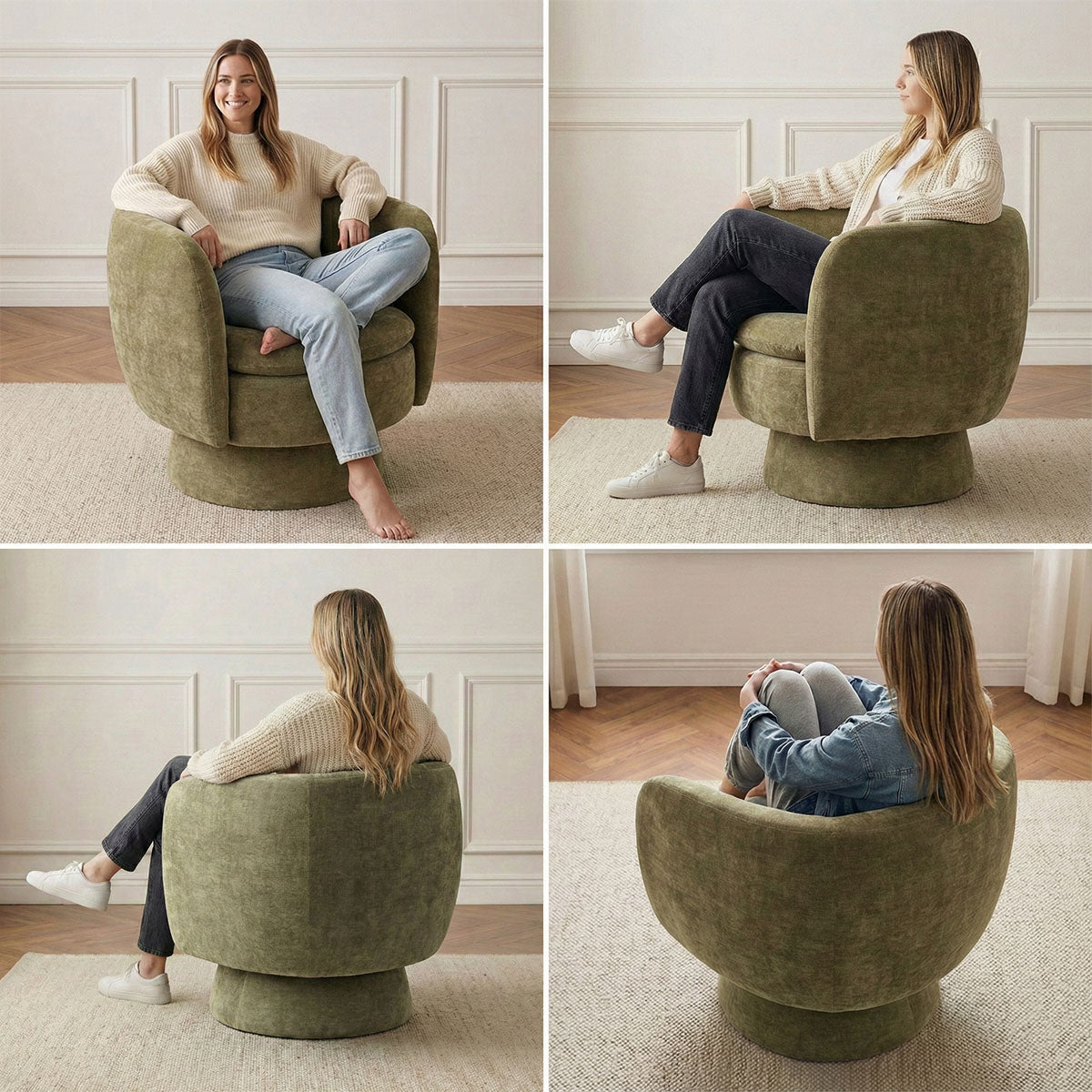 Bloom Upholstered Swivel Barrel Accent Chair (1-Piece)