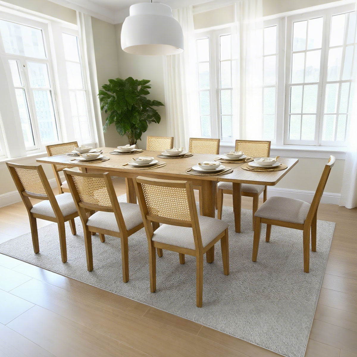 Chandler 63"-95" Large Wood Rectangular Extendable Dining Table