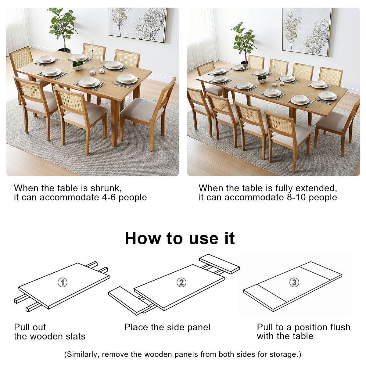 Chandler 63"-95" Large Wood Rectangular Extendable Dining Table