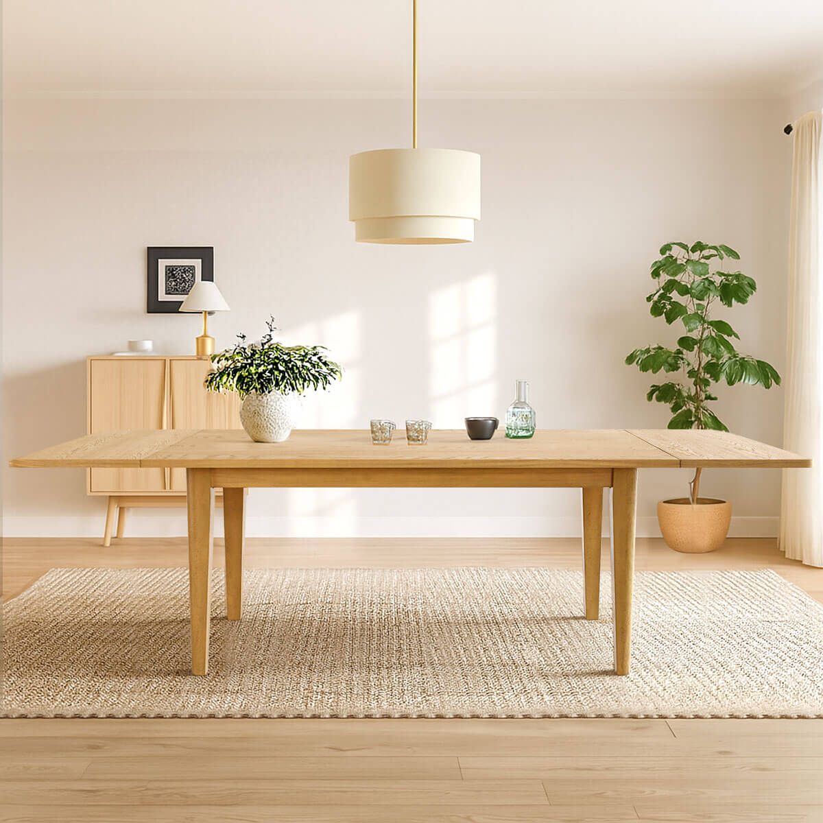 Chandler 63"-95" Large Wood Rectangular Extendable Dining Table