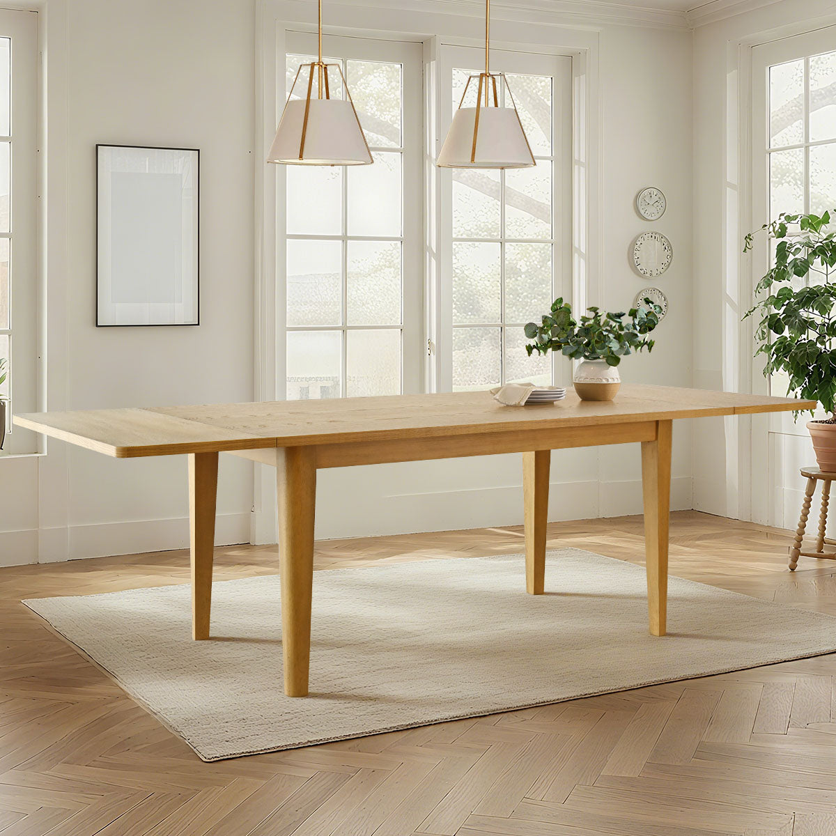 Chandler 63"-95" Large Wood Rectangular Extendable Dining Table