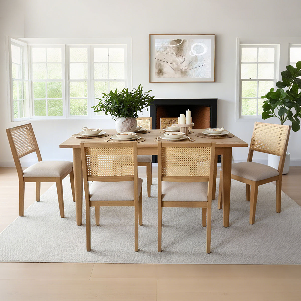 Chandler & Monica Solid Wood Rectangular Extendable Dining Table Set for 6 (7-Piece)