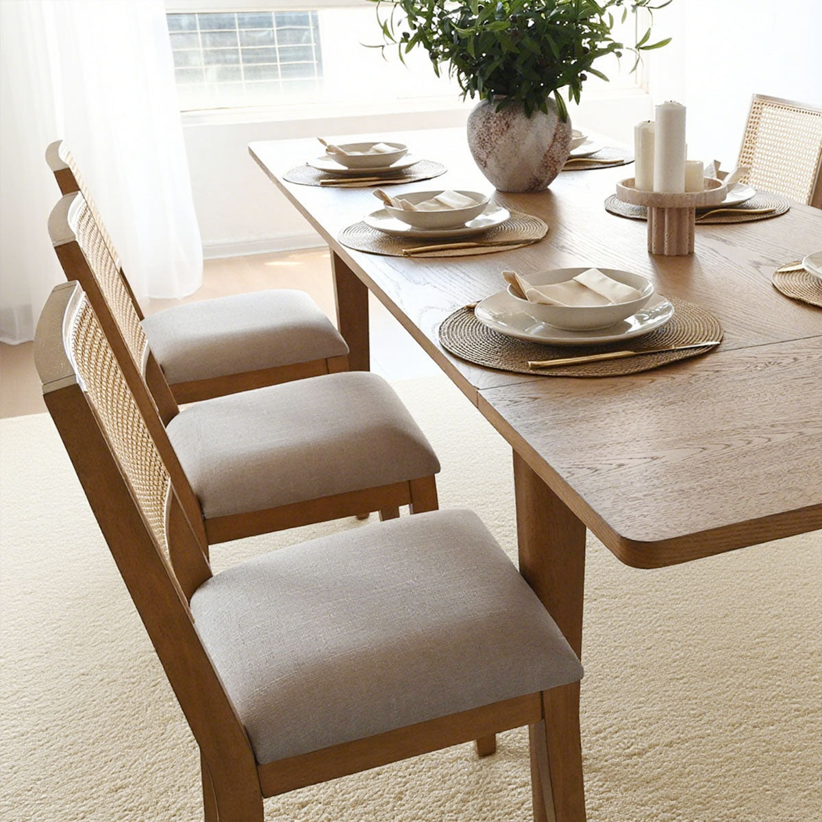 Chandler & Monica Solid Wood Rectangular Extendable Dining Table Set for 6 (7-Piece)