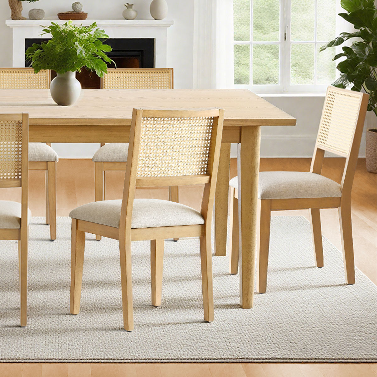 Chandler & Monica Solid Wood Rectangular Extendable Dining Table Set for 6 (7-Piece)