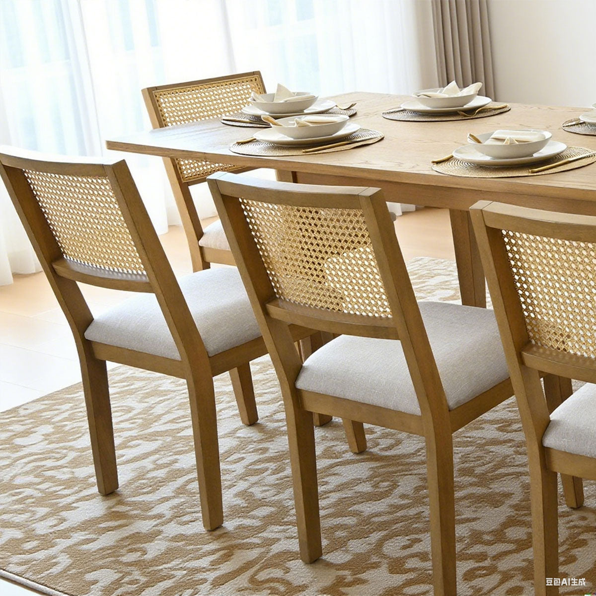 Chandler & Monica Solid Wood Rectangular Extendable Dining Table Set for 8 (9-Piece)