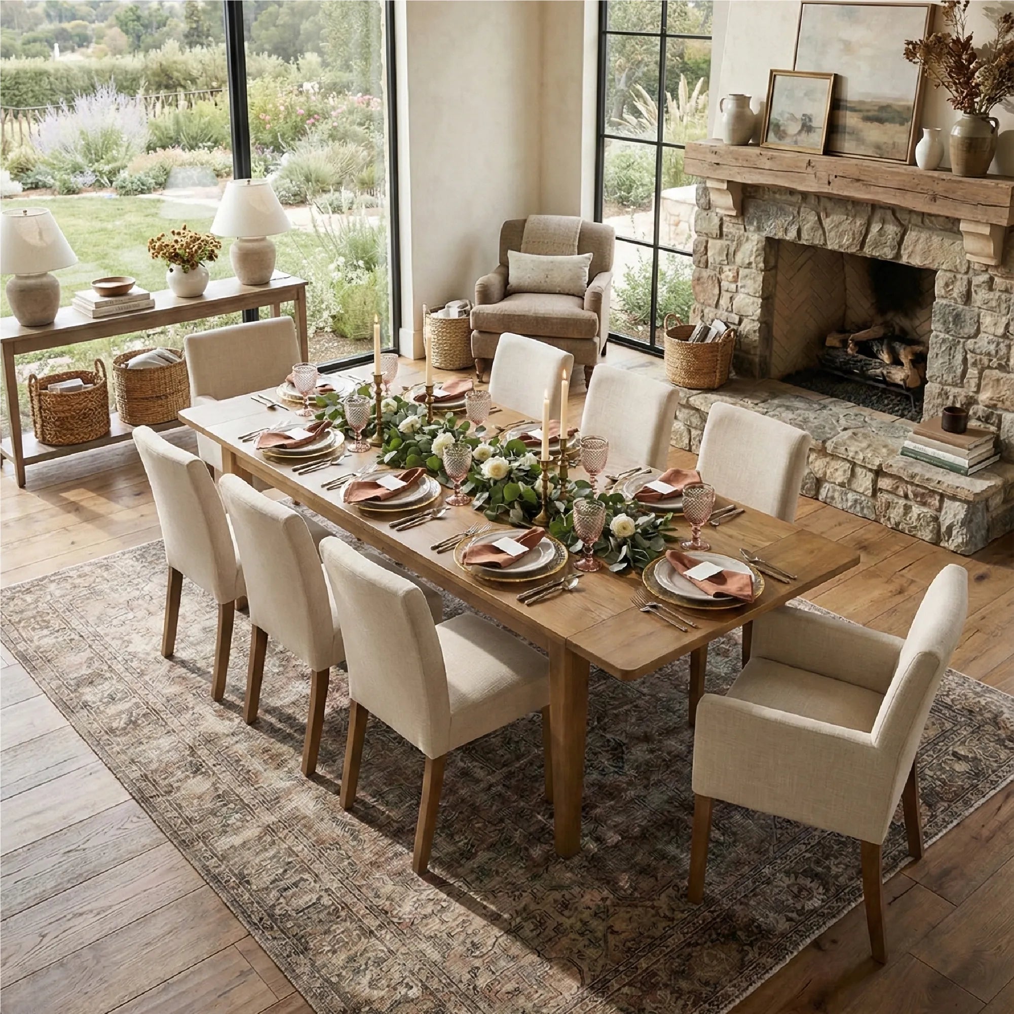 Chandler & North Solid Wood Rectangular Extendable Dining Table Set for 8 (9-Piece)
