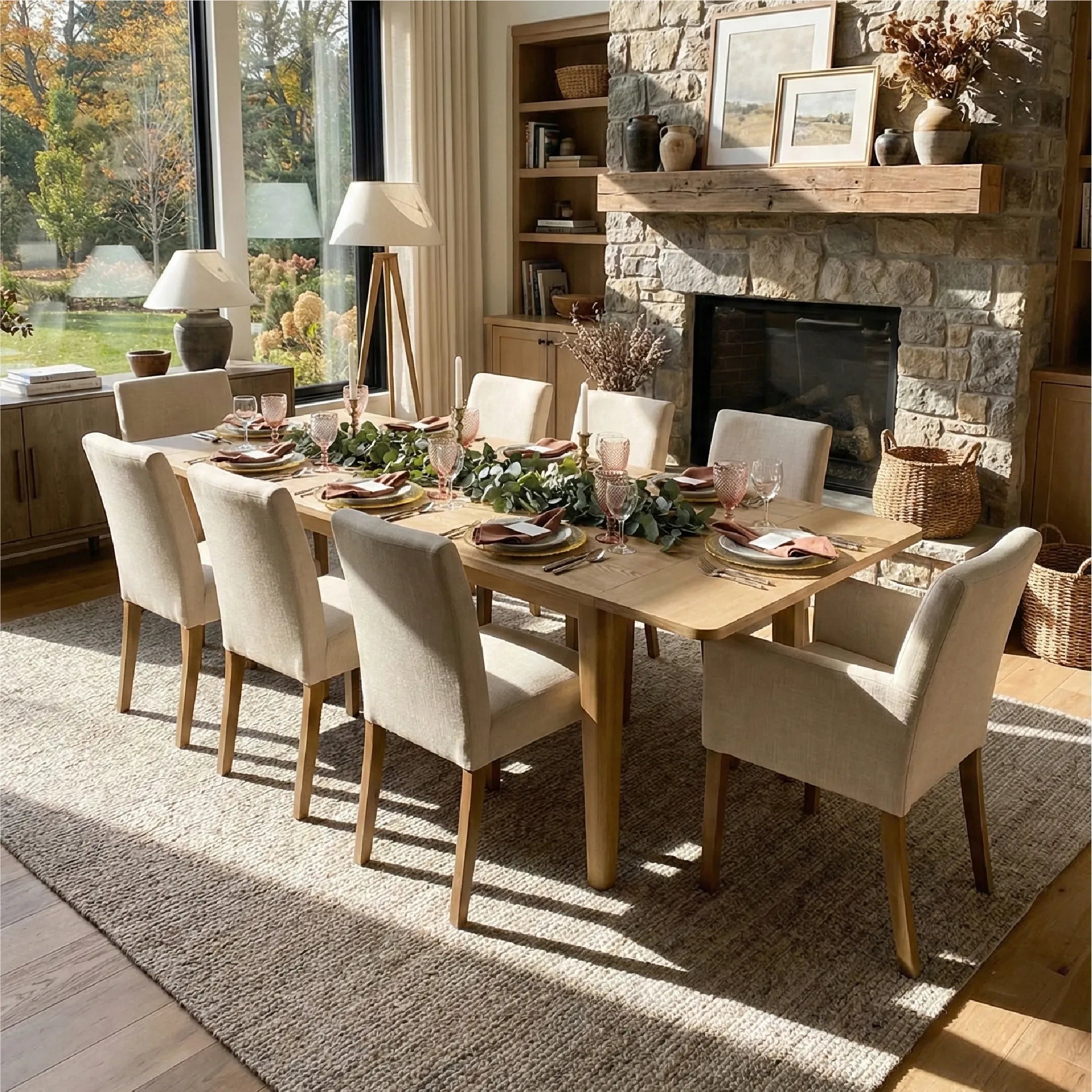 Chandler & North Solid Wood Rectangular Extendable Dining Table Set for 8 (9-Piece)