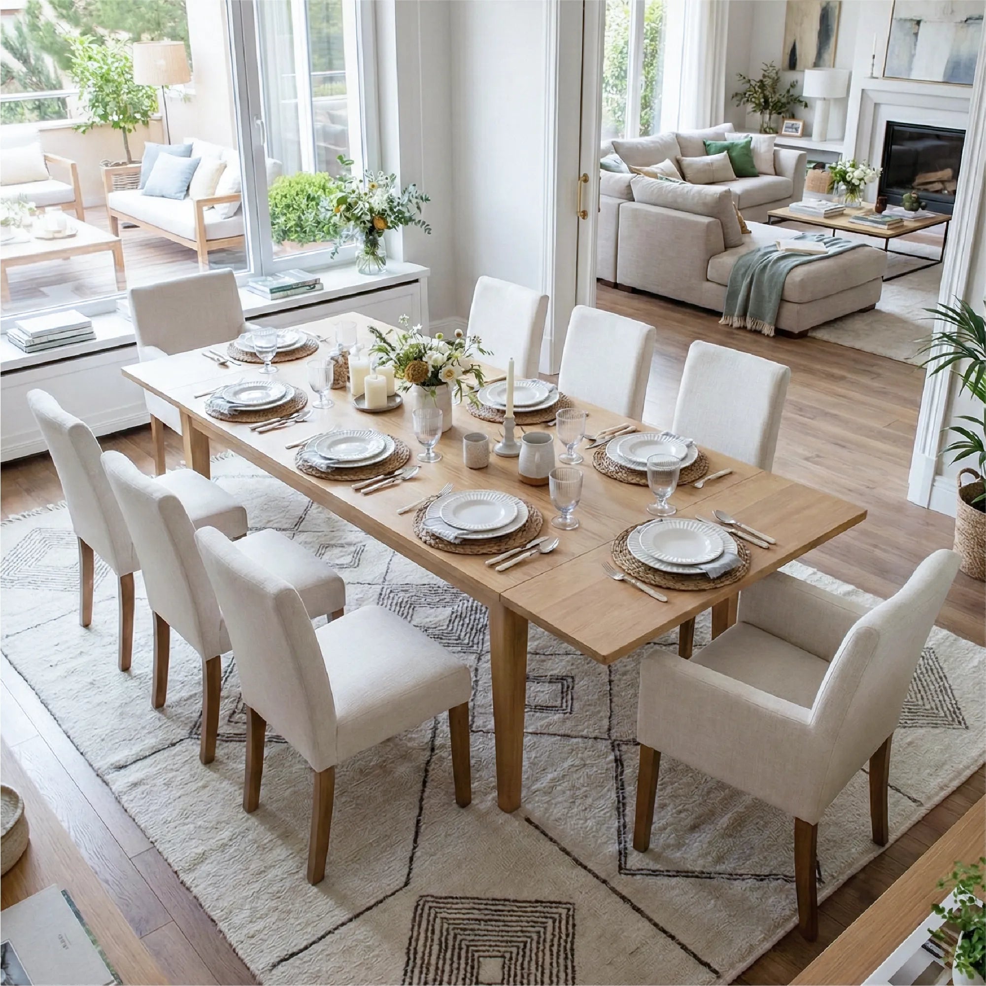 Chandler & North Solid Wood Rectangular Extendable Dining Table Set for 8 (9-Piece)