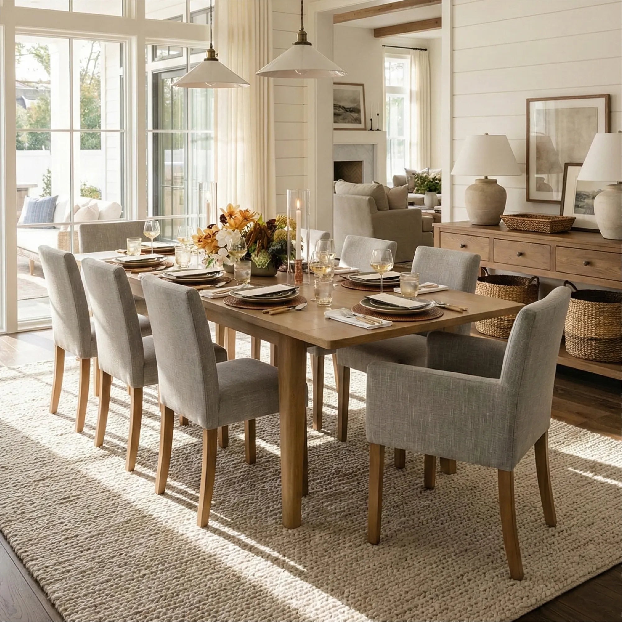 Chandler & North Solid Wood Rectangular Extendable Dining Table Set for 8 (9-Piece)