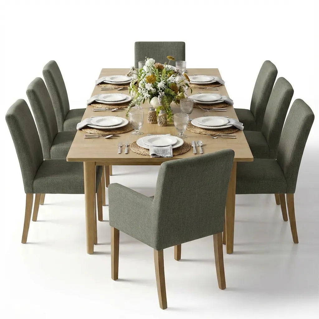 Chandler & North Solid Wood Rectangular Extendable Dining Table Set for 8 (9-Piece)