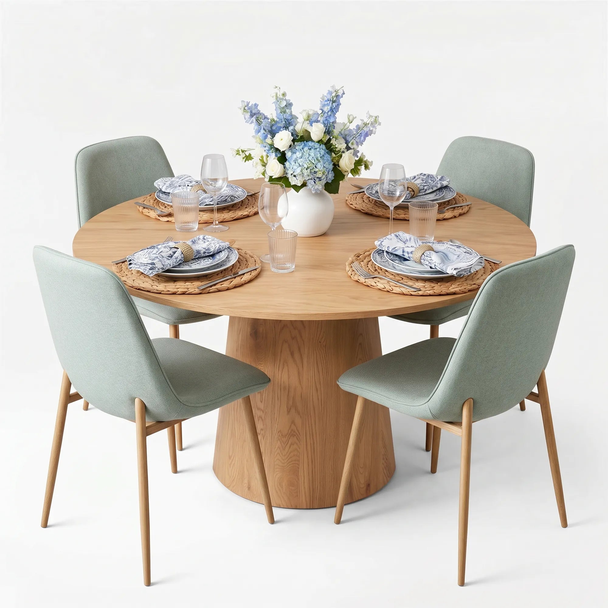 Dwen & Oslo 46" Round Dining Table Set for 4 (5-Piece)