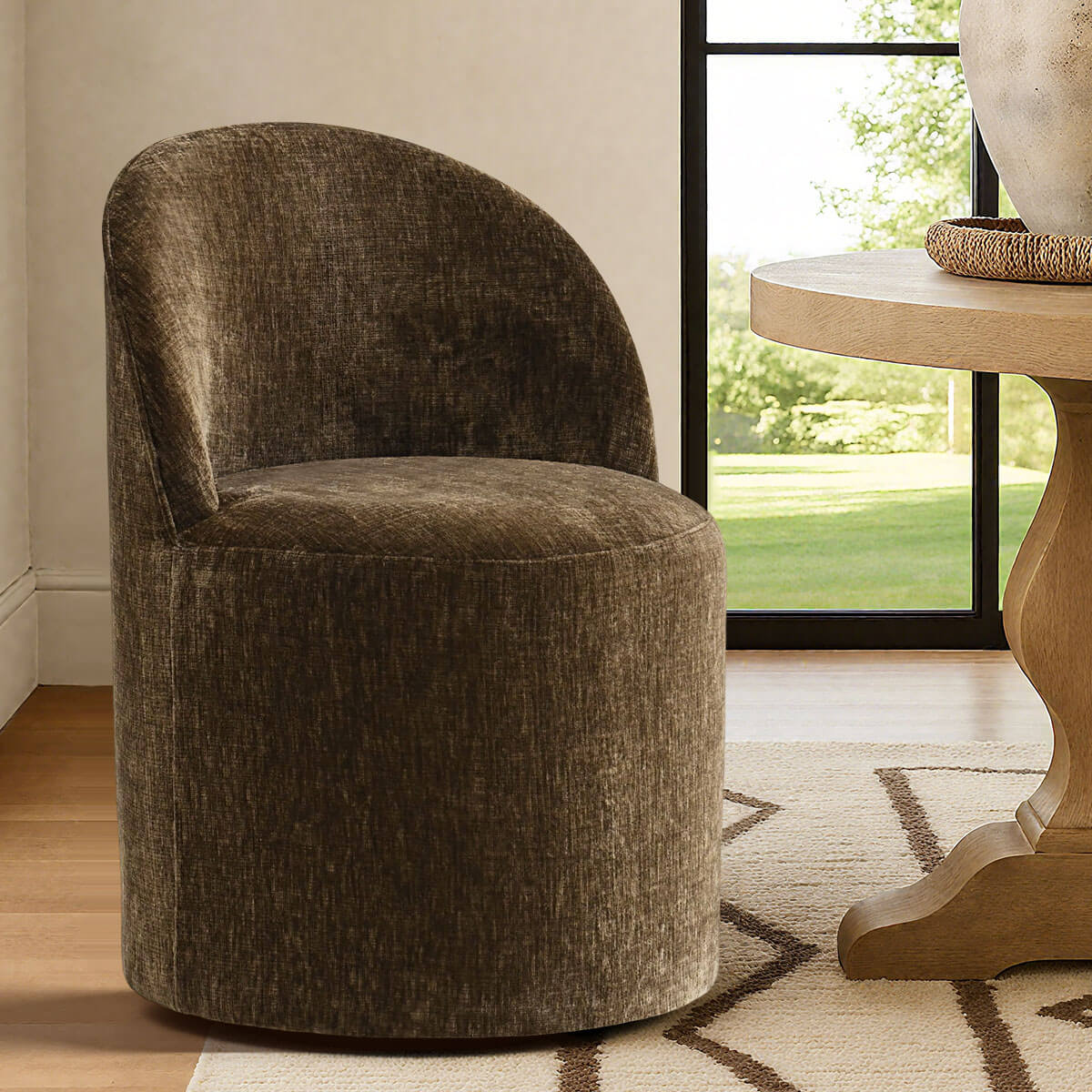 Doris Rolling Upholstered Dining Chair With Castors (Set of 6)
