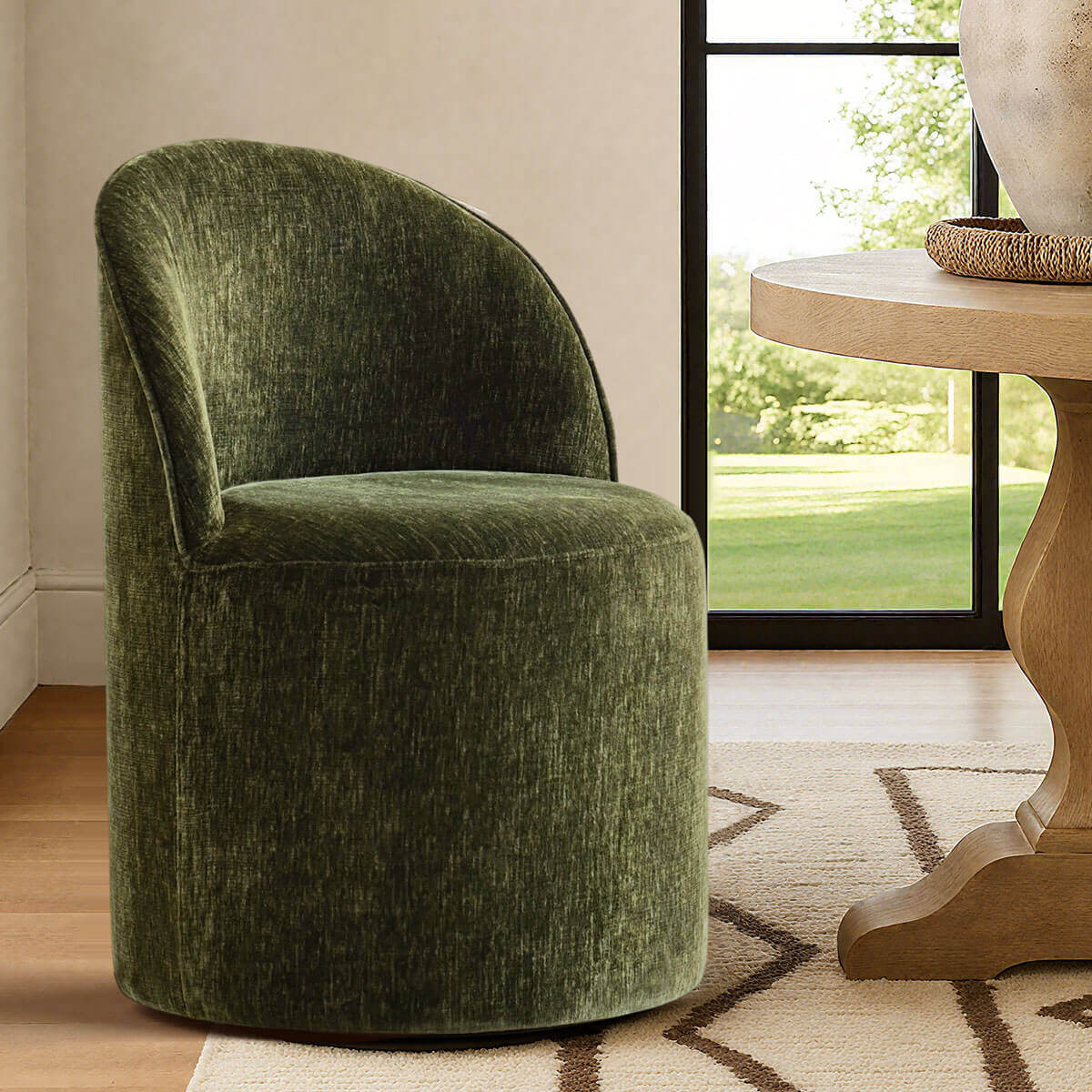 Doris Rolling Upholstered Dining Chair With Castors (1-Piece)