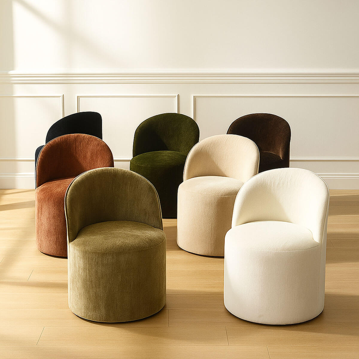 Doris Rolling Upholstered Dining Chair With Castors (Set of 6)