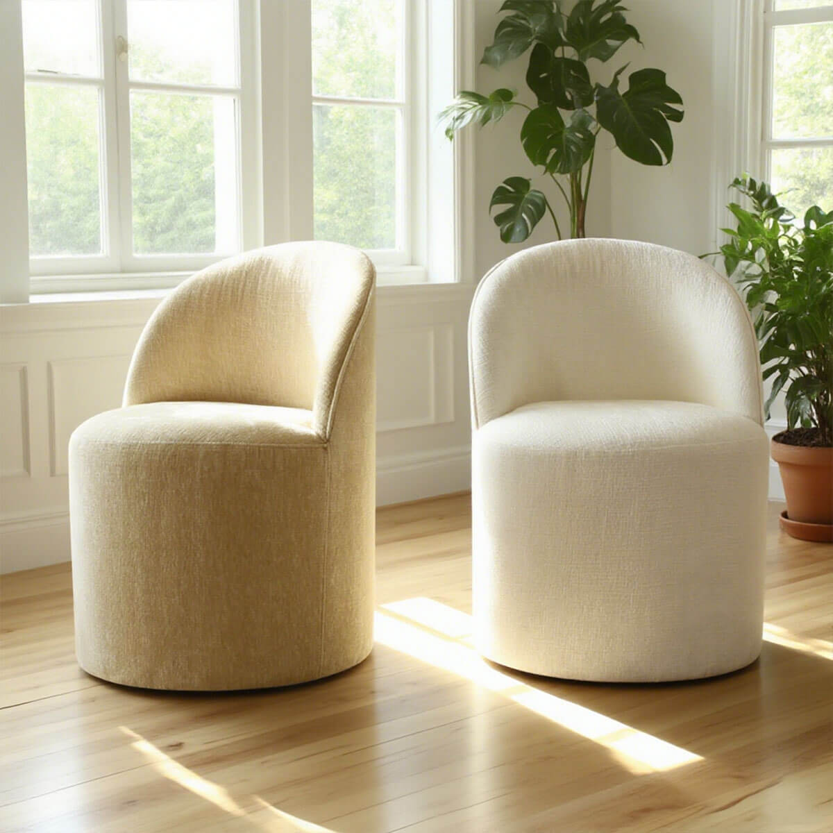 Doris Modern Swivel Small Barrel Chair (Set of 2)