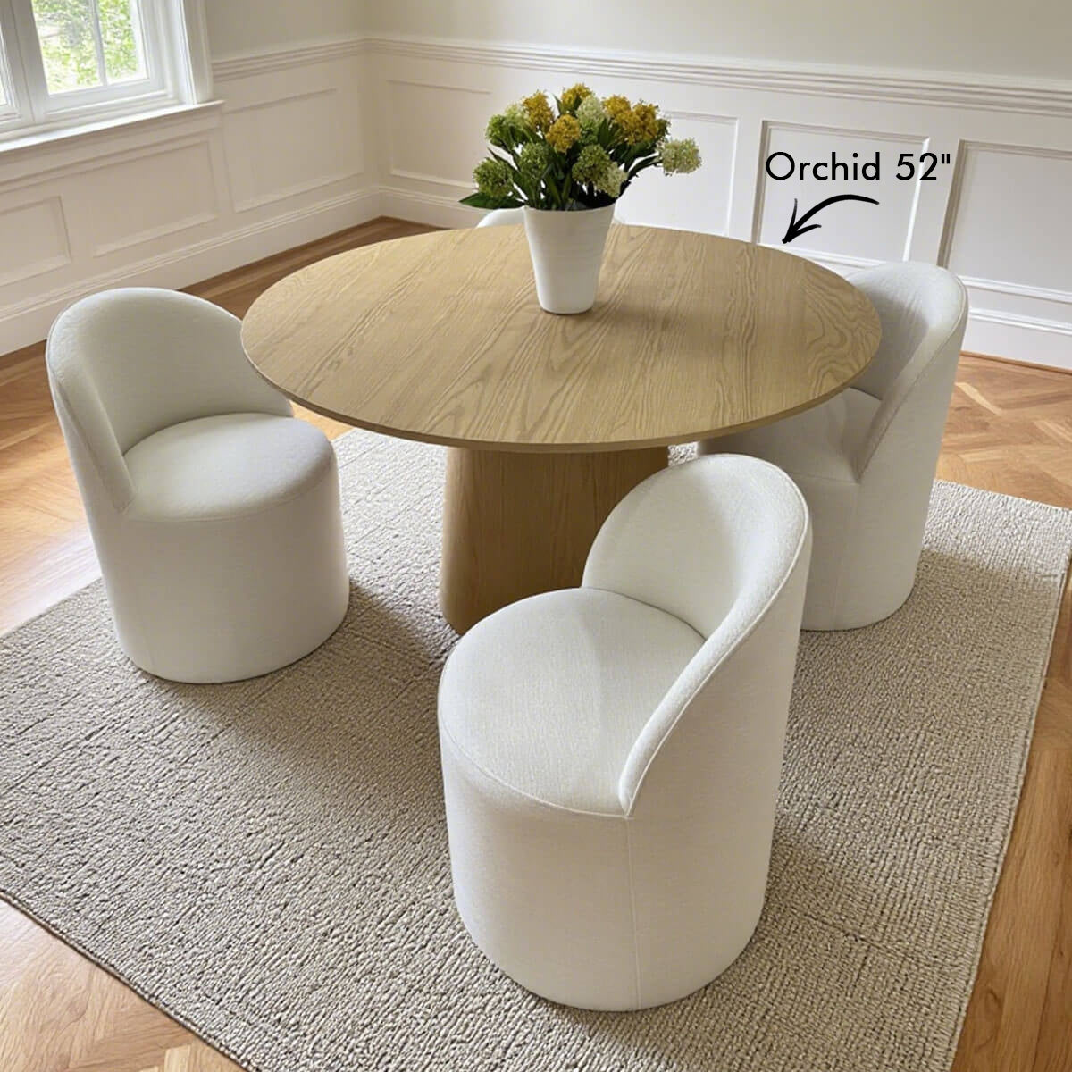 Doris Rolling Upholstered Dining Chair With Castors (1-Piece)