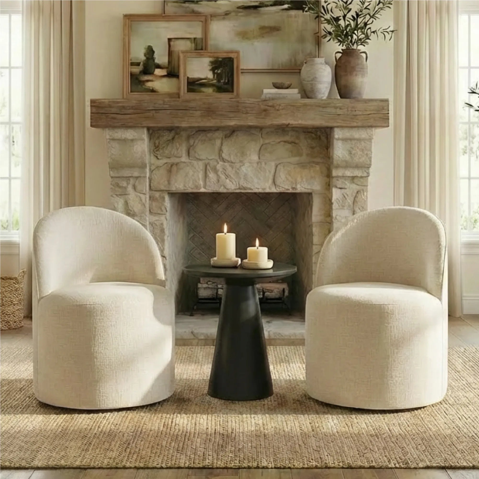 Doris Modern Swivel Small Barrel Chair (Set of 2)