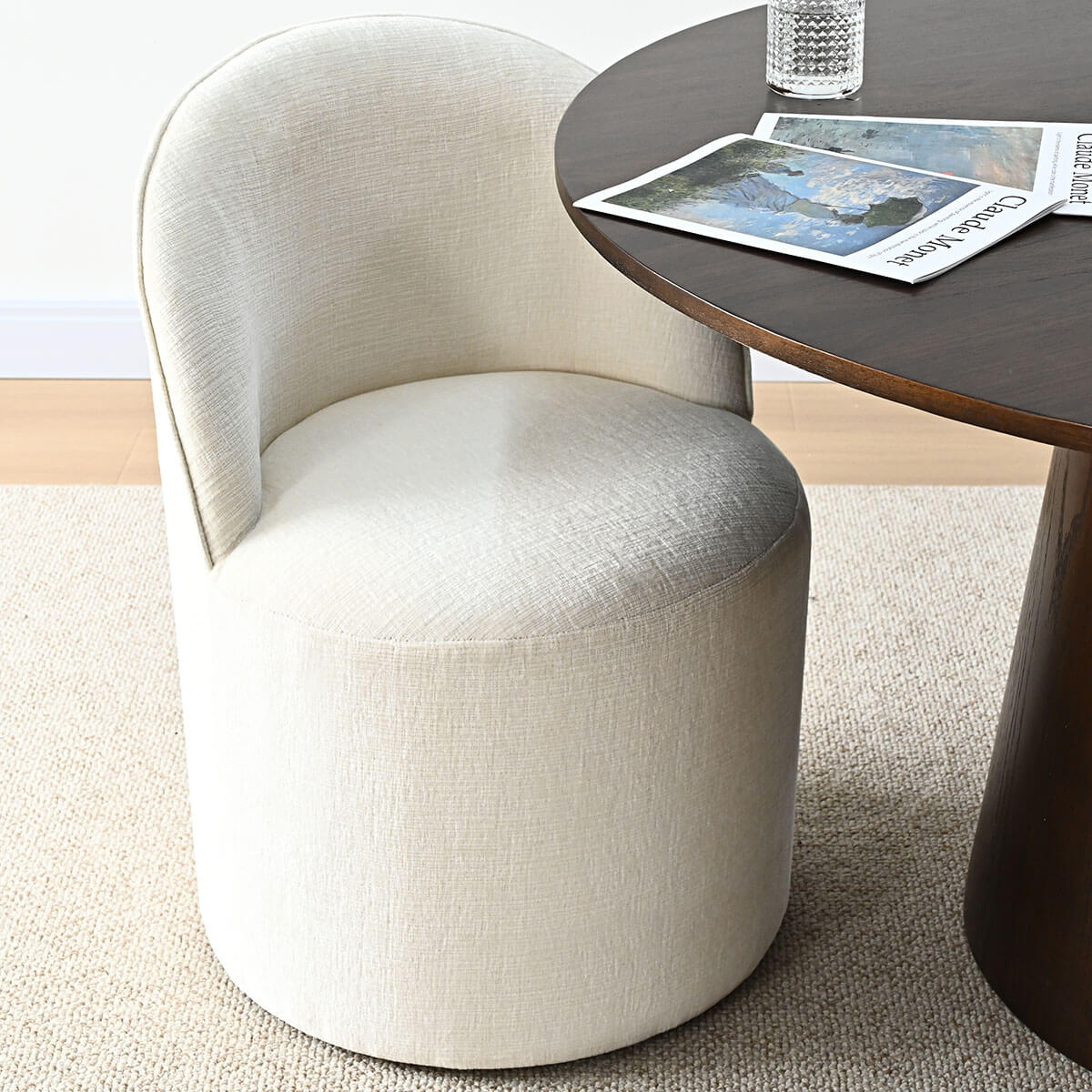 Doris Rolling Upholstered Dining Chair With Castors (Set of 6)