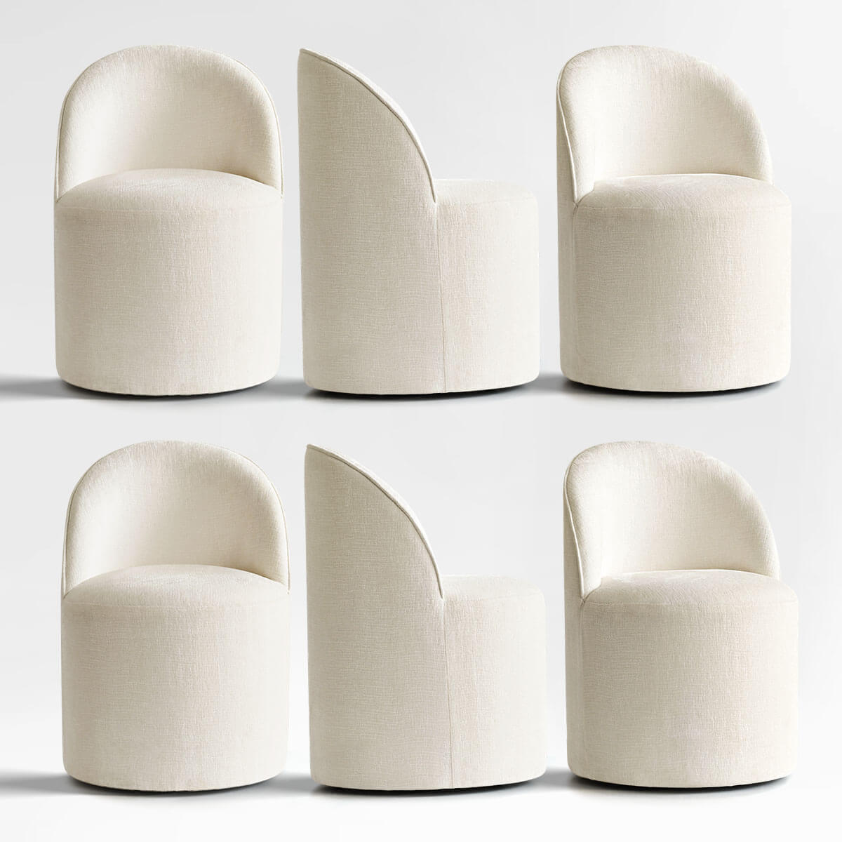 Doris Rolling Upholstered Dining Chair With Castors (Set of 6)