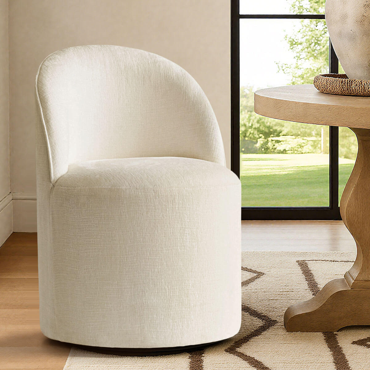 Doris Rolling Upholstered Dining Chair With Castors (Set of 6)