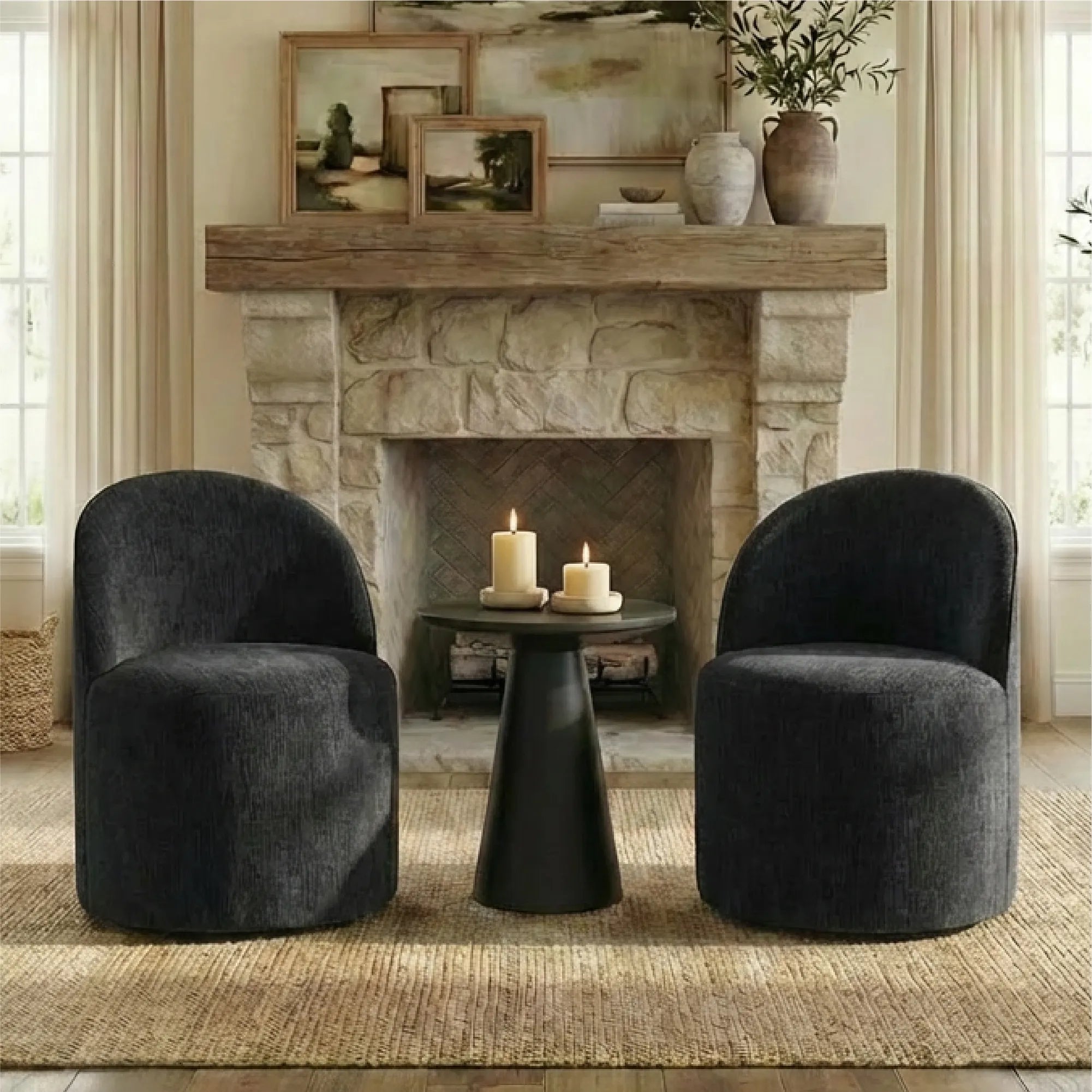Doris Modern Swivel Small Barrel Chair (Set of 2)