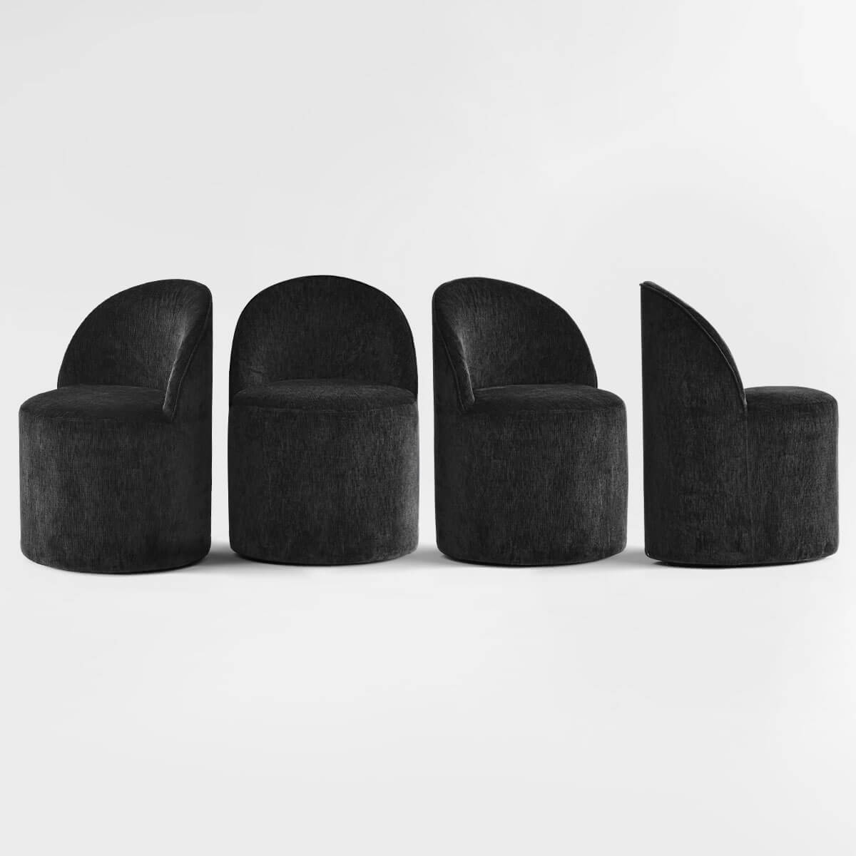 Doris Rolling Upholstered Dining Chair With Castors (Set of 4)