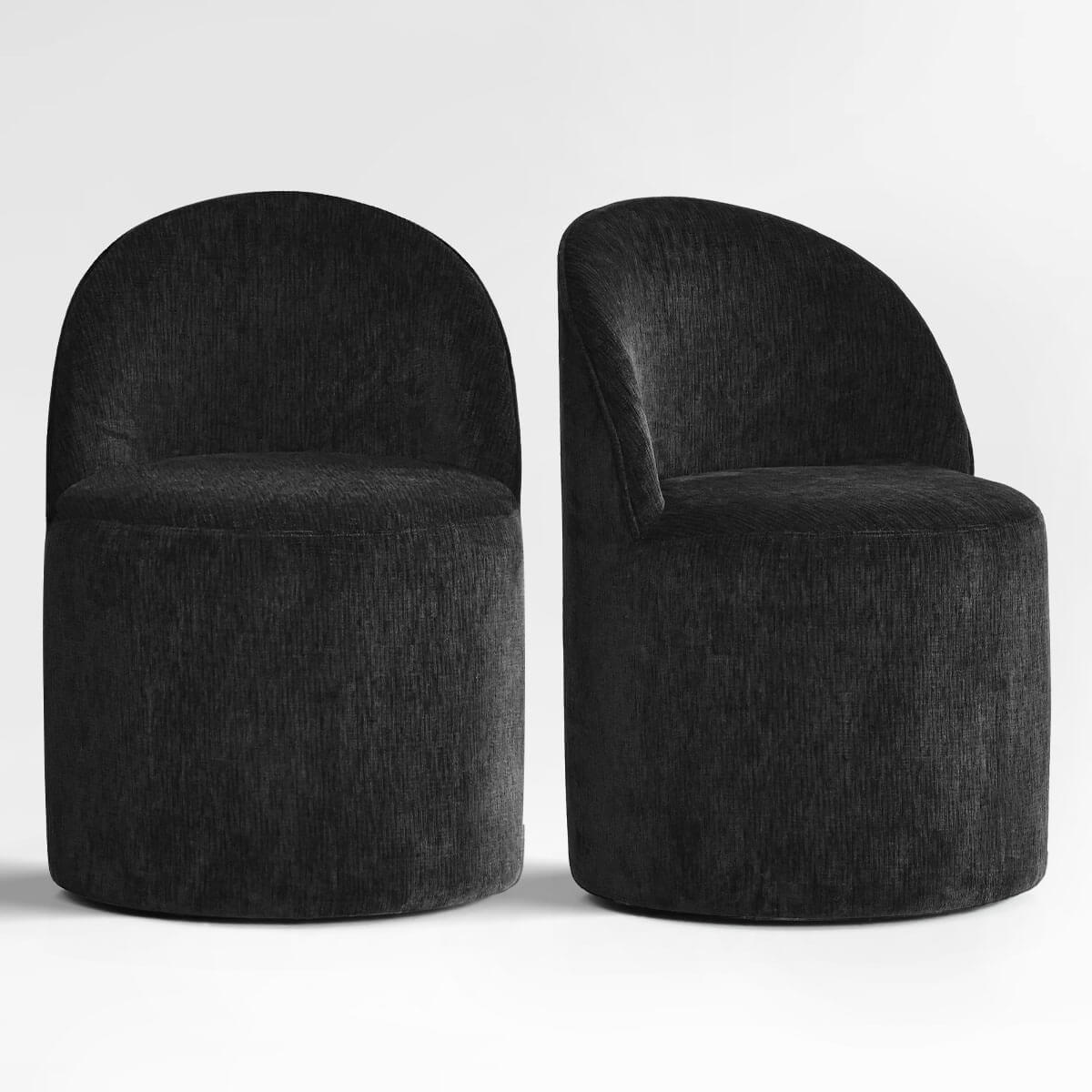 Doris Rolling Upholstered Dining Chair With Castors (Set of 2)