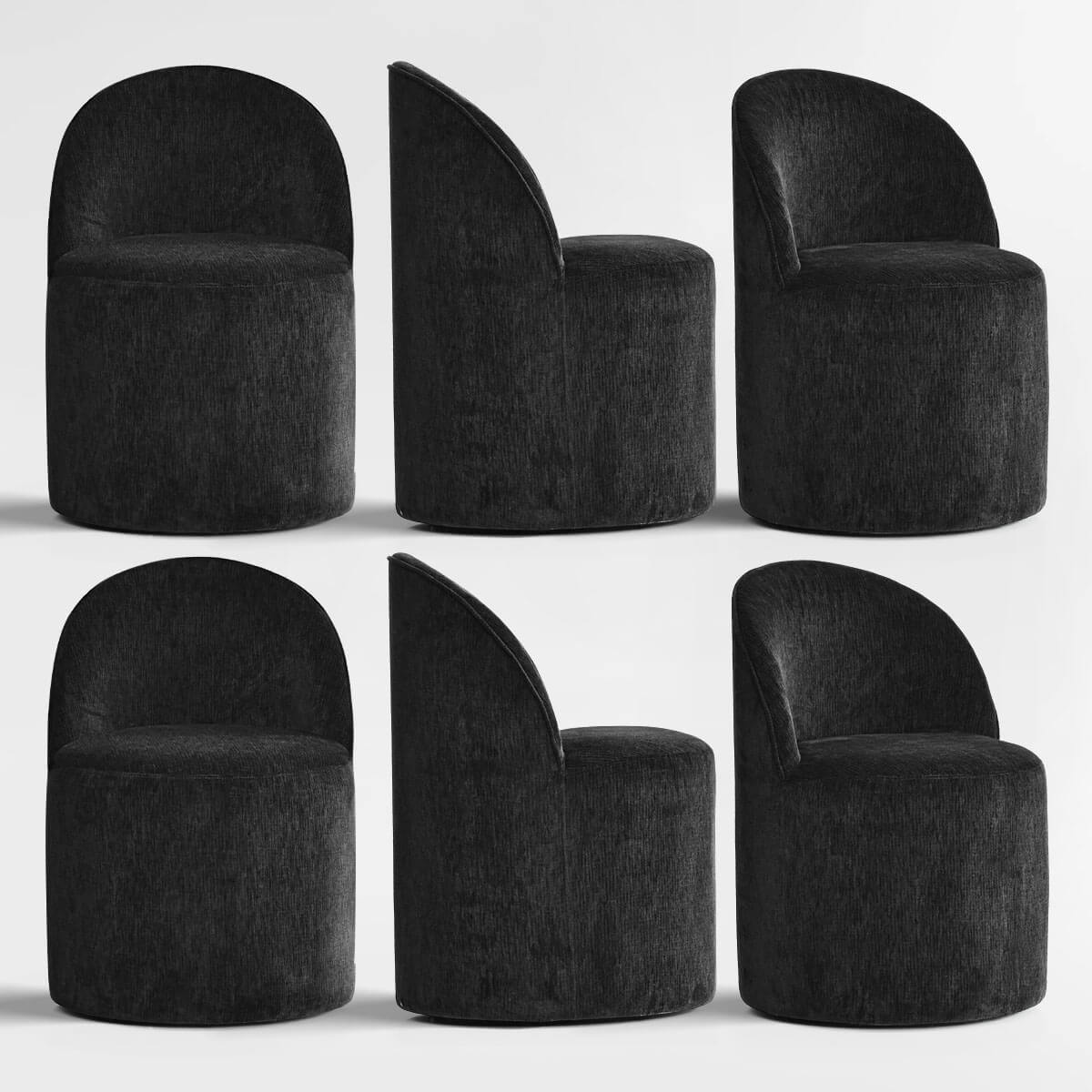 Doris Rolling Upholstered Dining Chair With Castors (Set of 6)