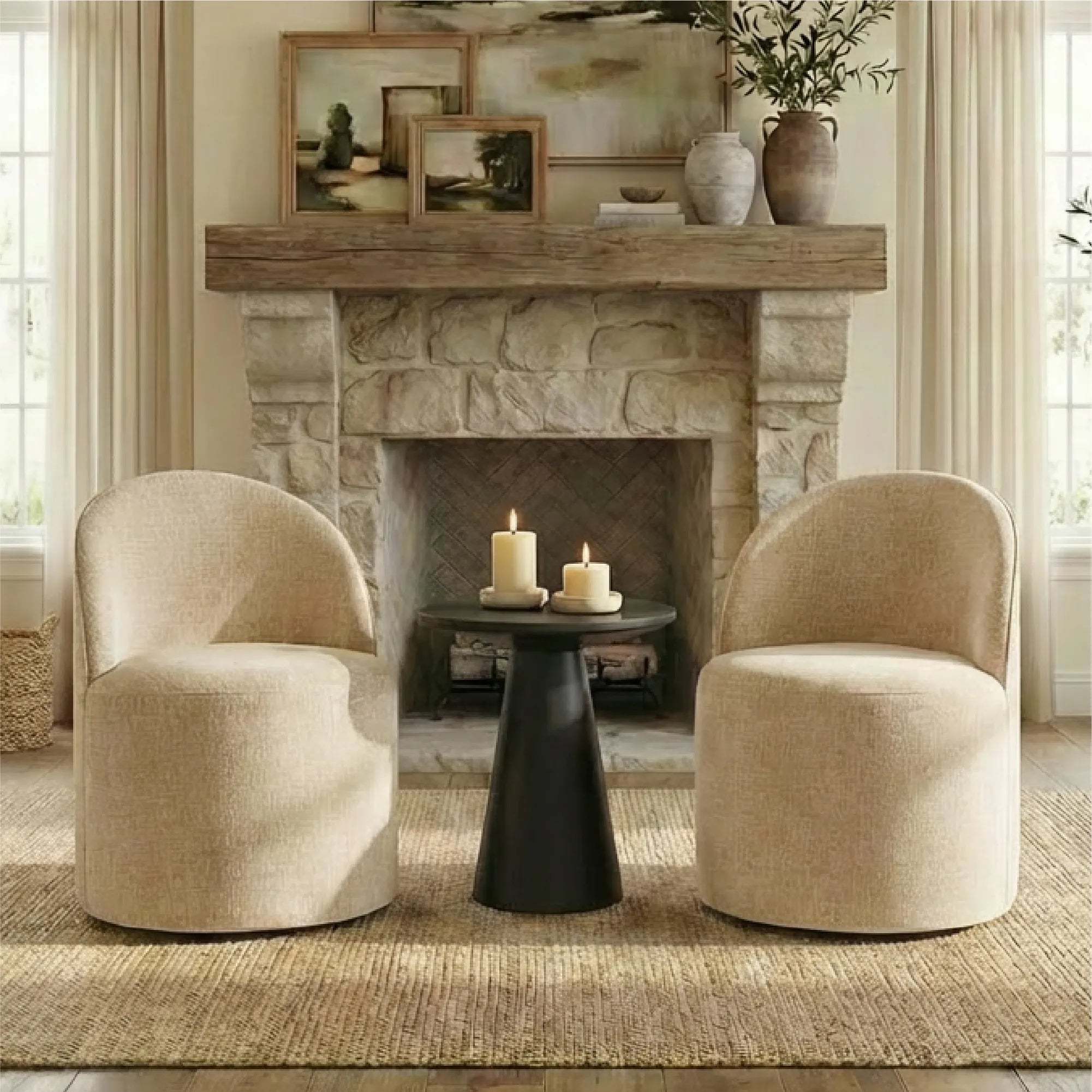 Doris Modern Swivel Small Barrel Chair (Set of 2)