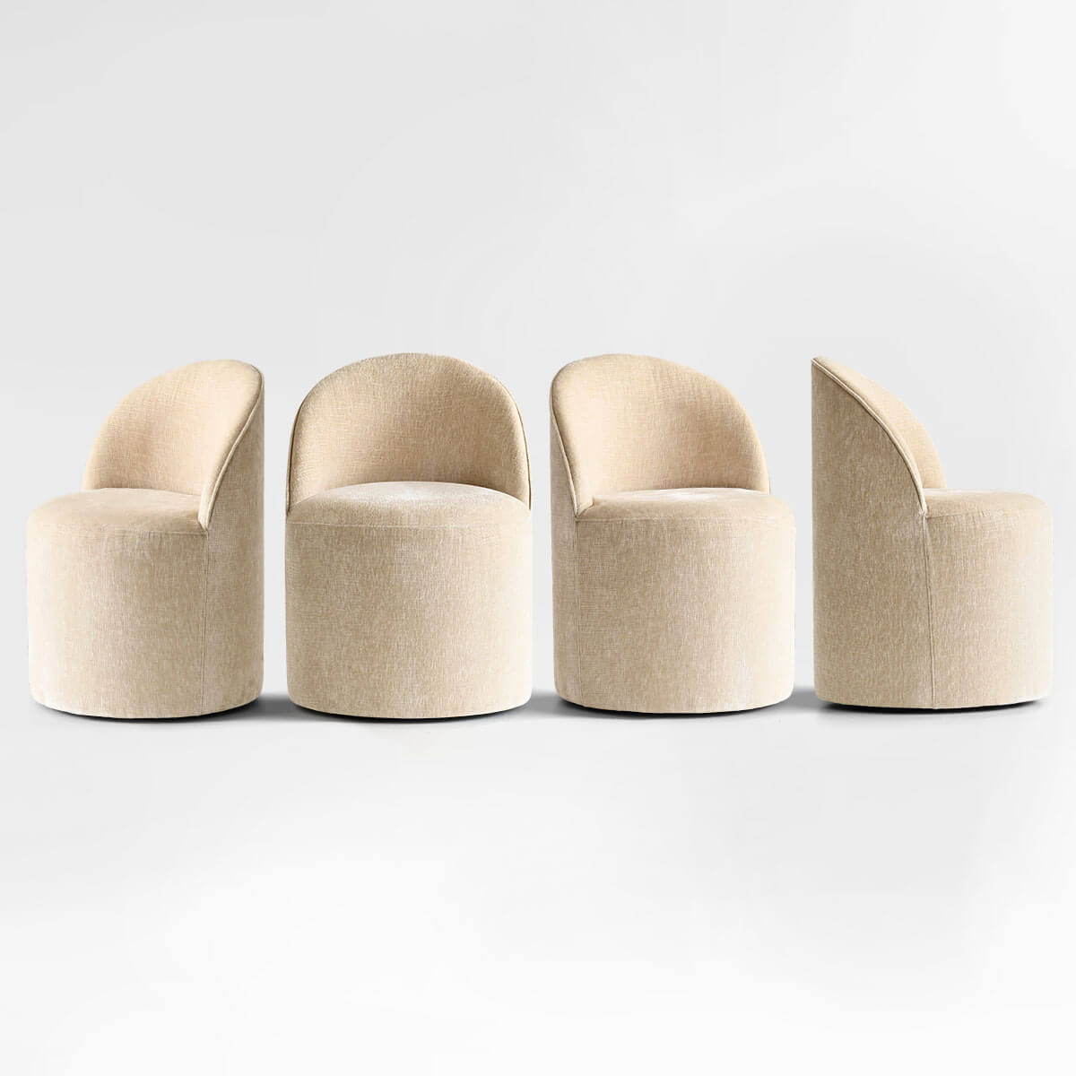 Doris Rolling Upholstered Dining Chair With Castors (Set of 4)