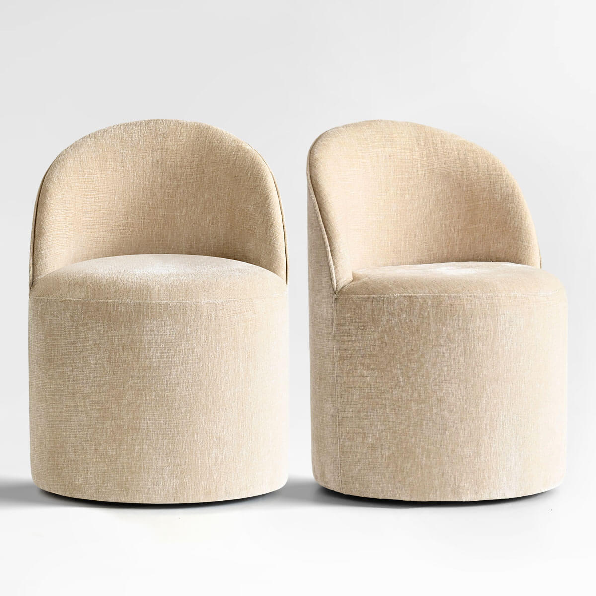 Doris Rolling Upholstered Dining Chair With Castors (Set of 2)
