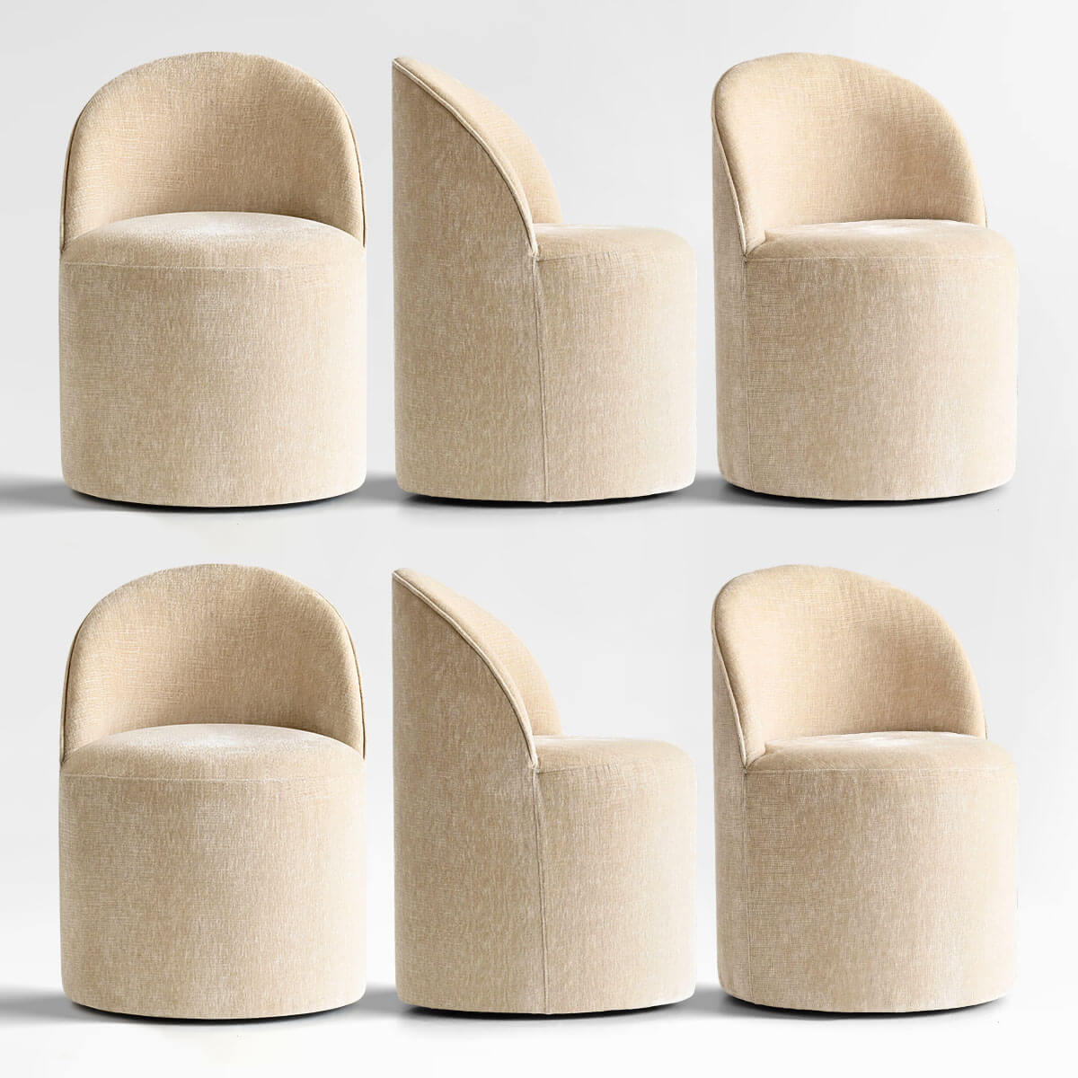 Doris Rolling Upholstered Dining Chair With Castors (Set of 6)