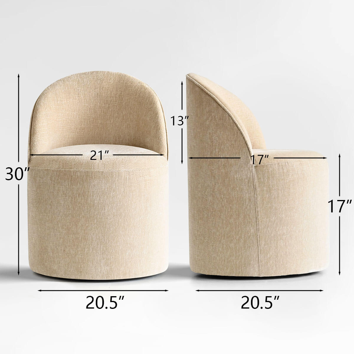 Doris Modern Swivel Small Barrel Chair (Set of 2)