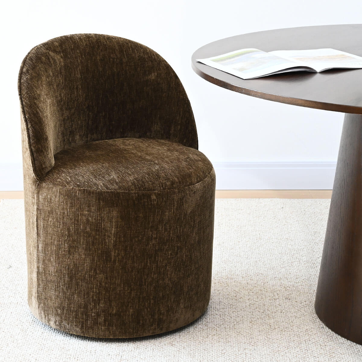 Doris Rolling Upholstered Dining Chair With Castors (Set of 6)