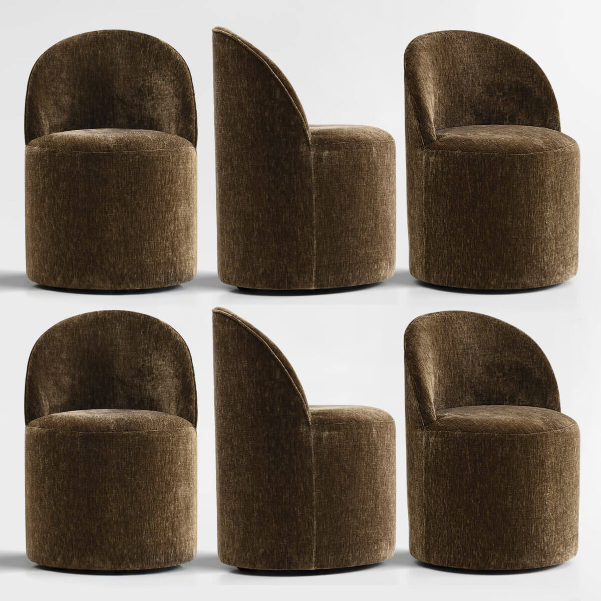 Doris Rolling Upholstered Dining Chair With Castors (Set of 6)