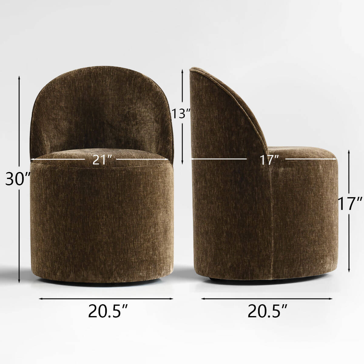 Doris Modern Swivel Small Barrel Chair (Set of 2)