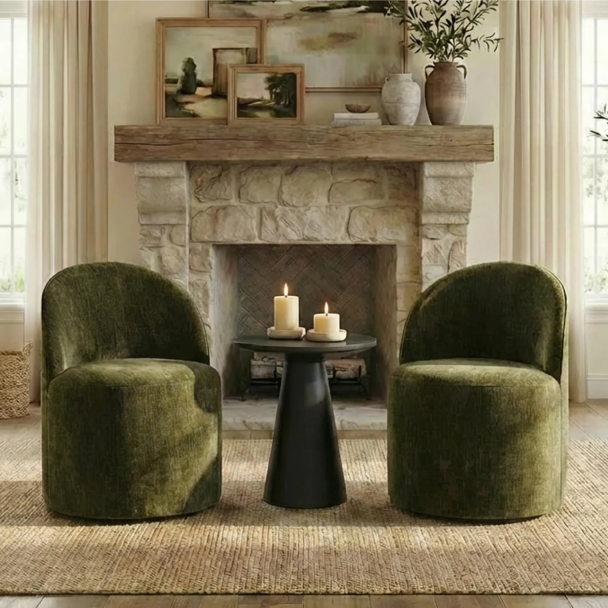 Doris Modern Swivel Small Barrel Chair (Set of 2)