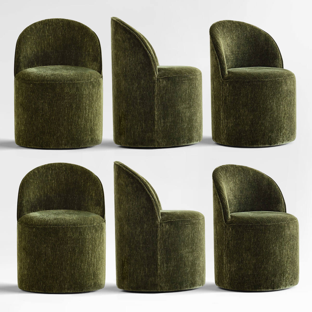 Doris Rolling Upholstered Dining Chair With Castors (Set of 6)