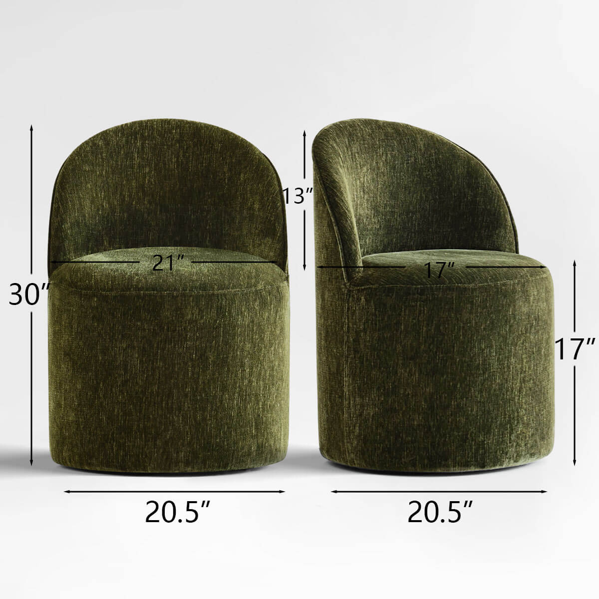 Doris Modern Swivel Small Barrel Chair (Set of 2)