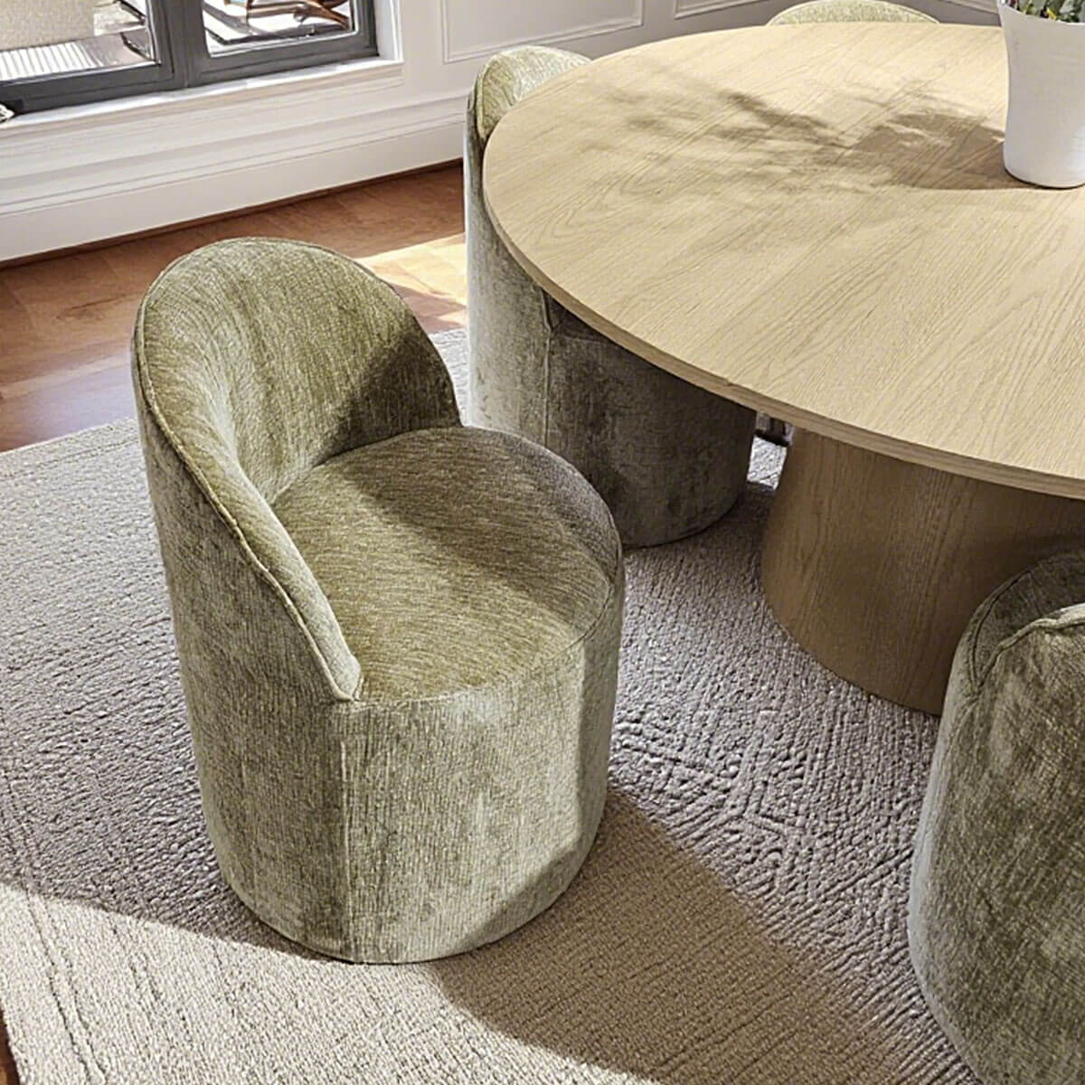 Doris Rolling Upholstered Dining Chair With Castors (Set of 6)