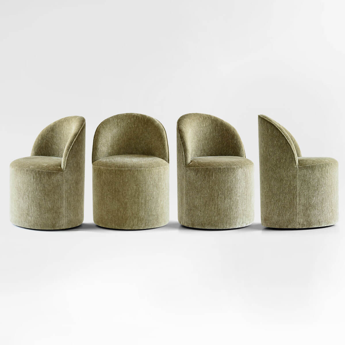 Doris Rolling Upholstered Dining Chair With Castors (Set of 4)