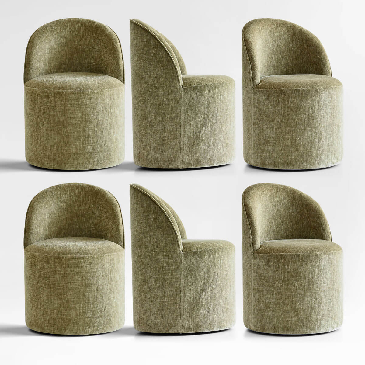 Doris Rolling Upholstered Dining Chair With Castors (Set of 6)