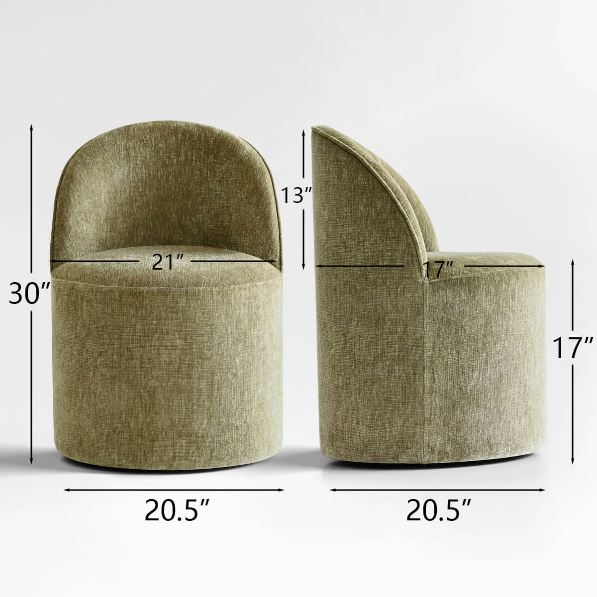 Doris Modern Swivel Small Barrel Chair (Set of 2)