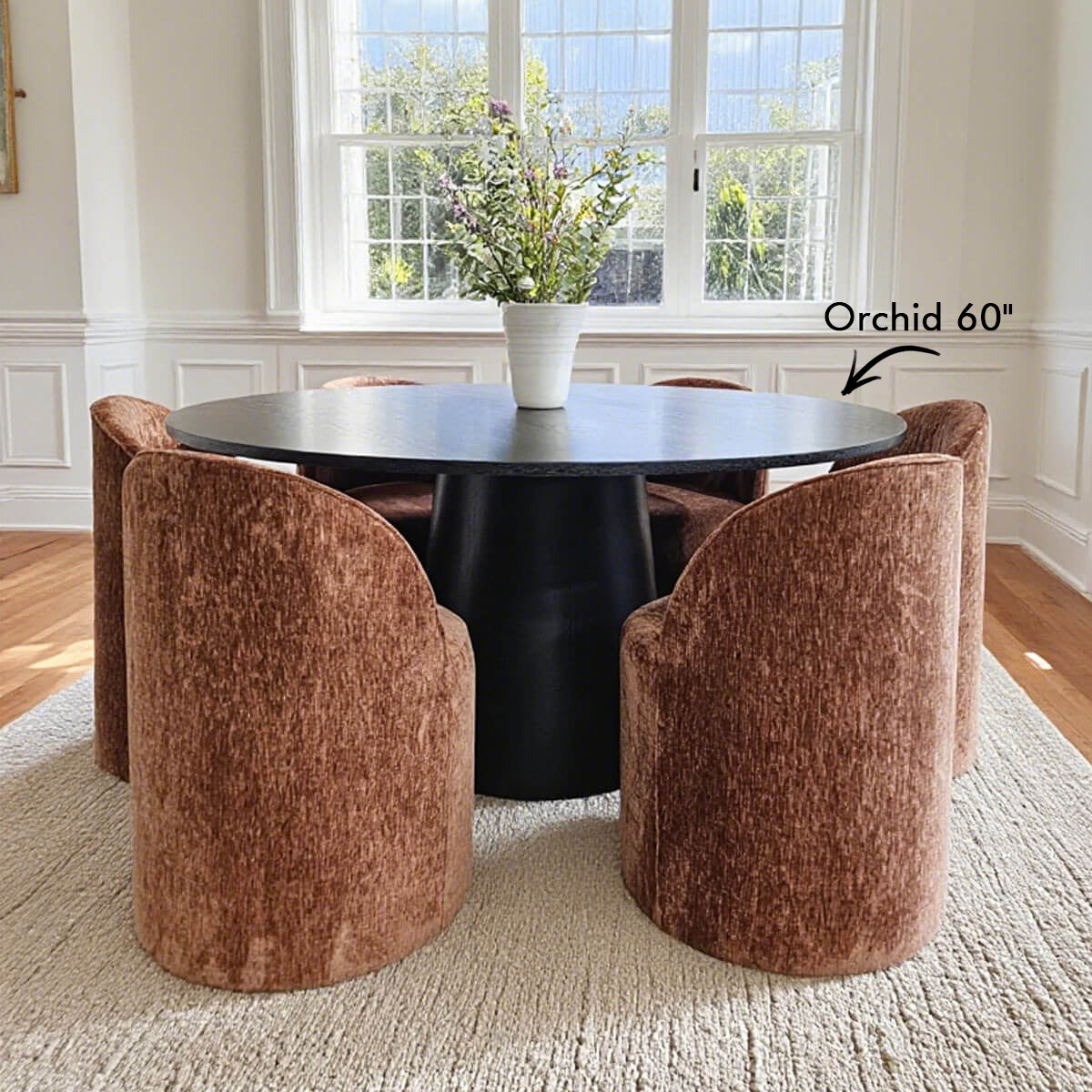 Doris Rolling Upholstered Dining Chair With Castors (1-Piece)