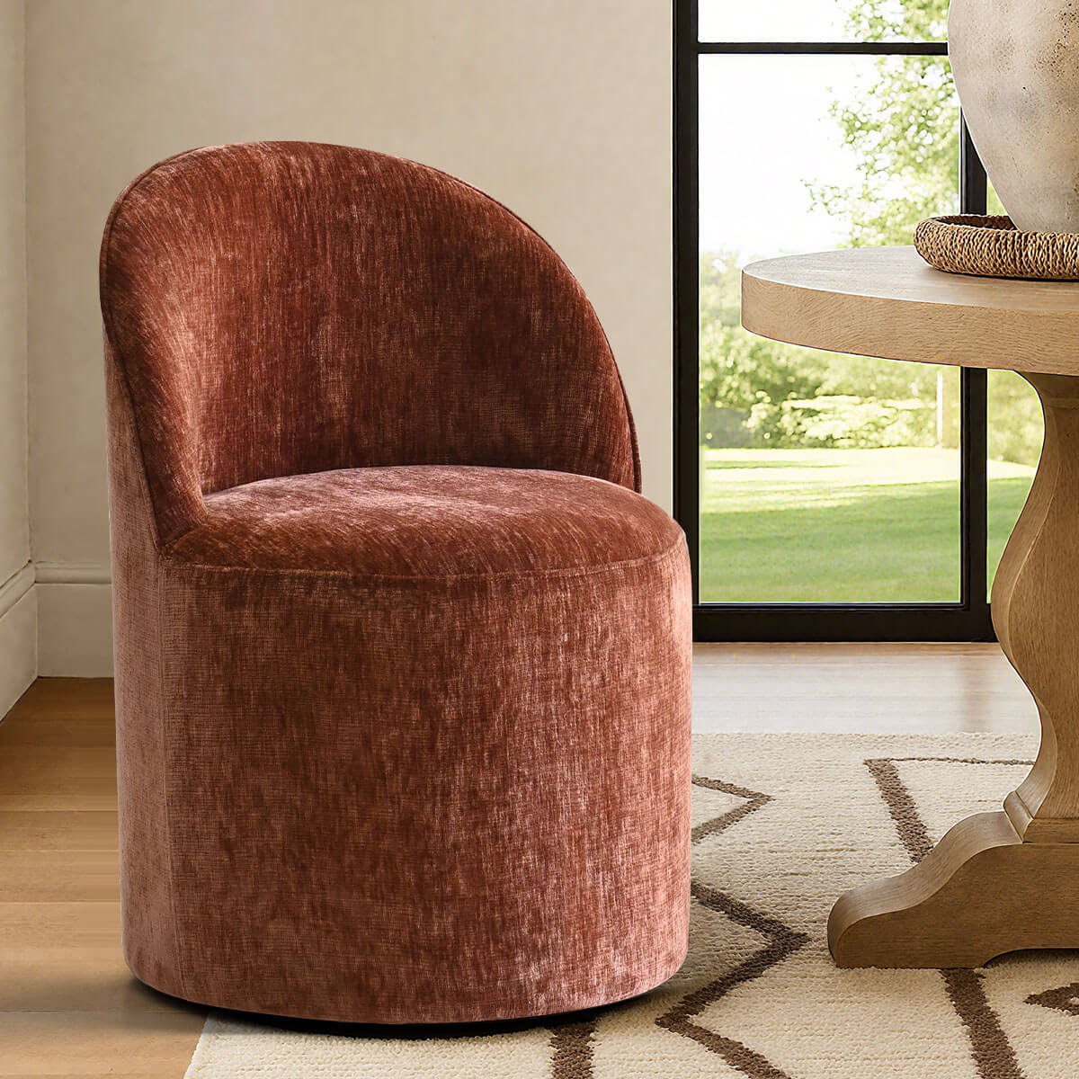 Doris Rolling Upholstered Dining Chair With Castors (Set of 6)