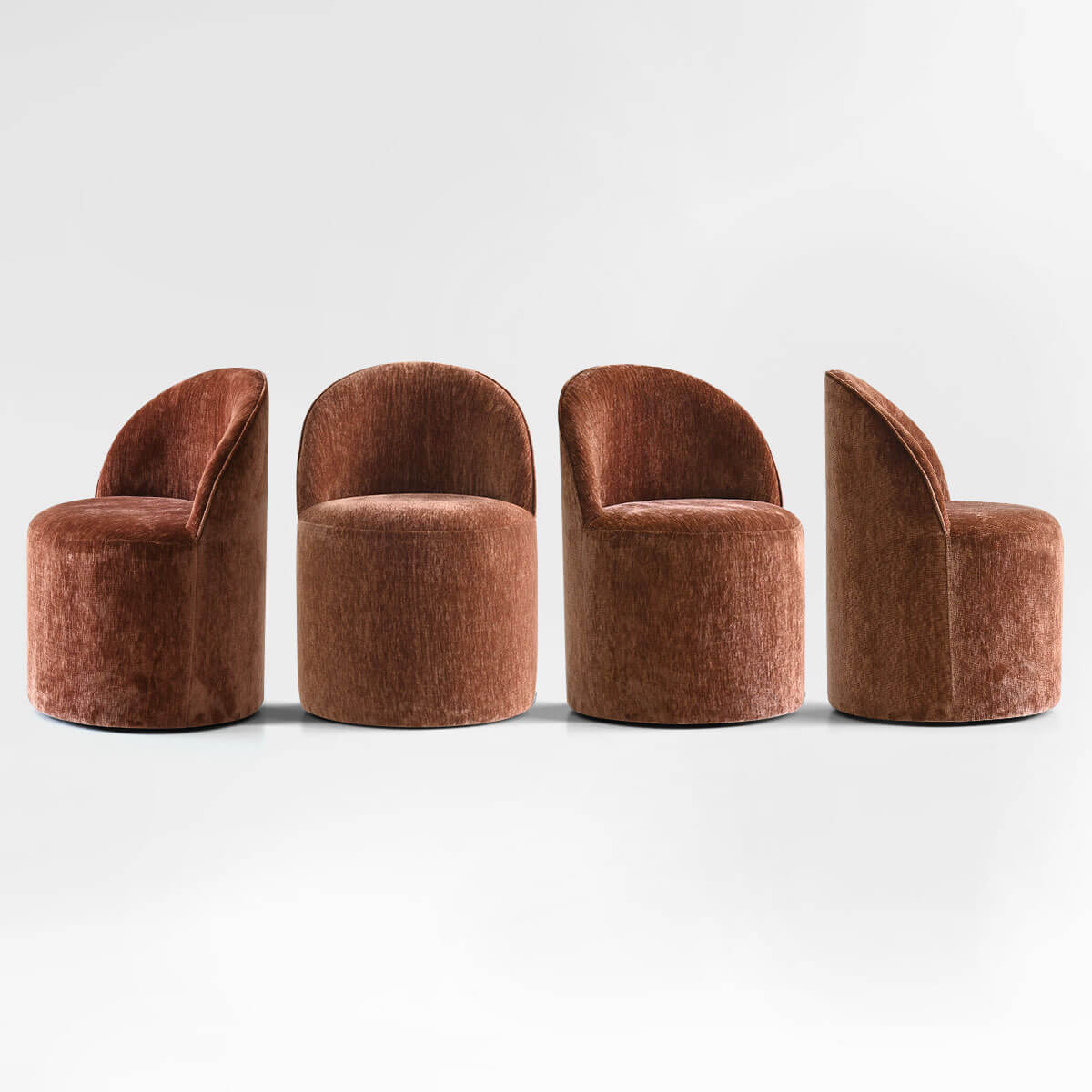 Doris Rolling Upholstered Dining Chair With Castors (Set of 4)