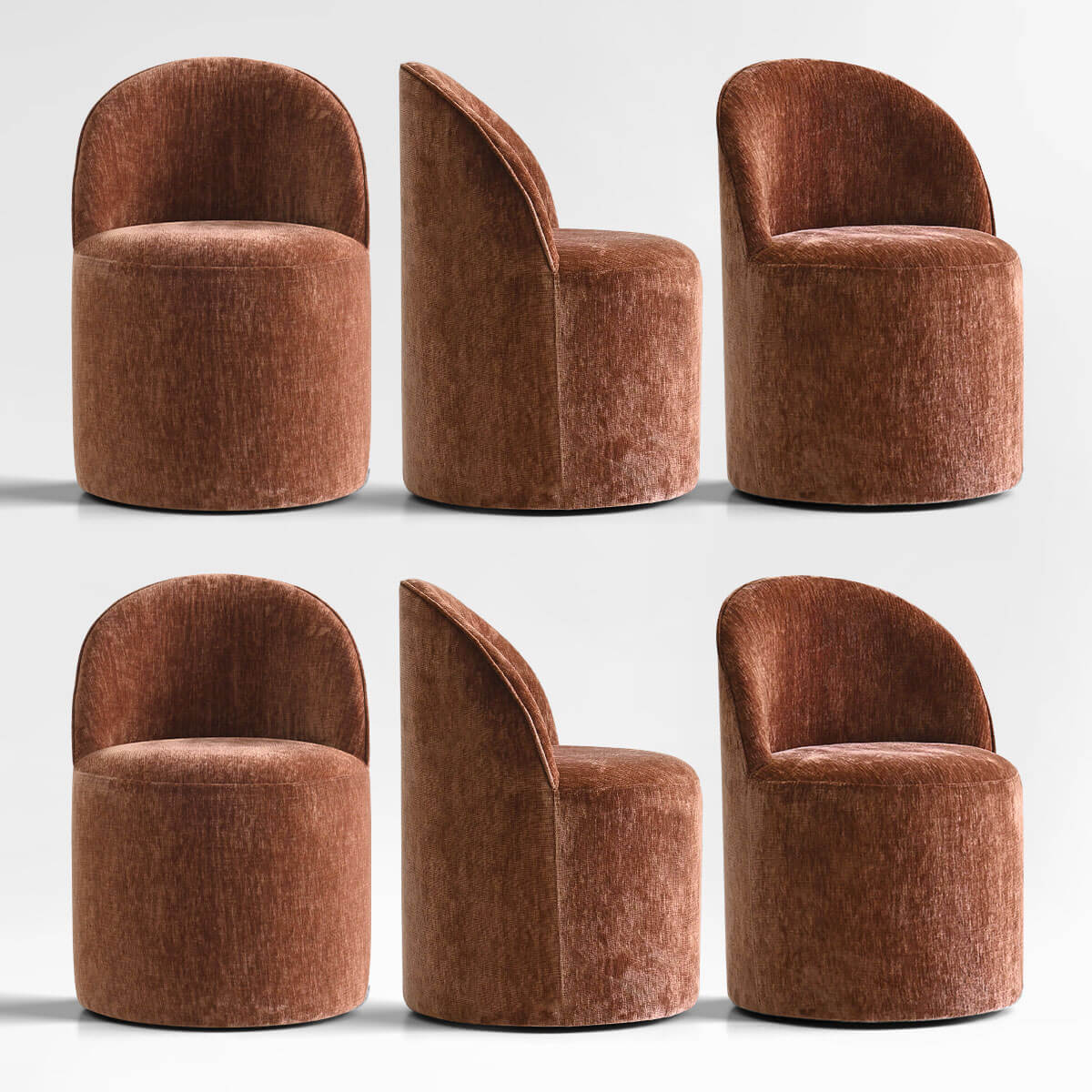 Doris Rolling Upholstered Dining Chair With Castors (Set of 6)