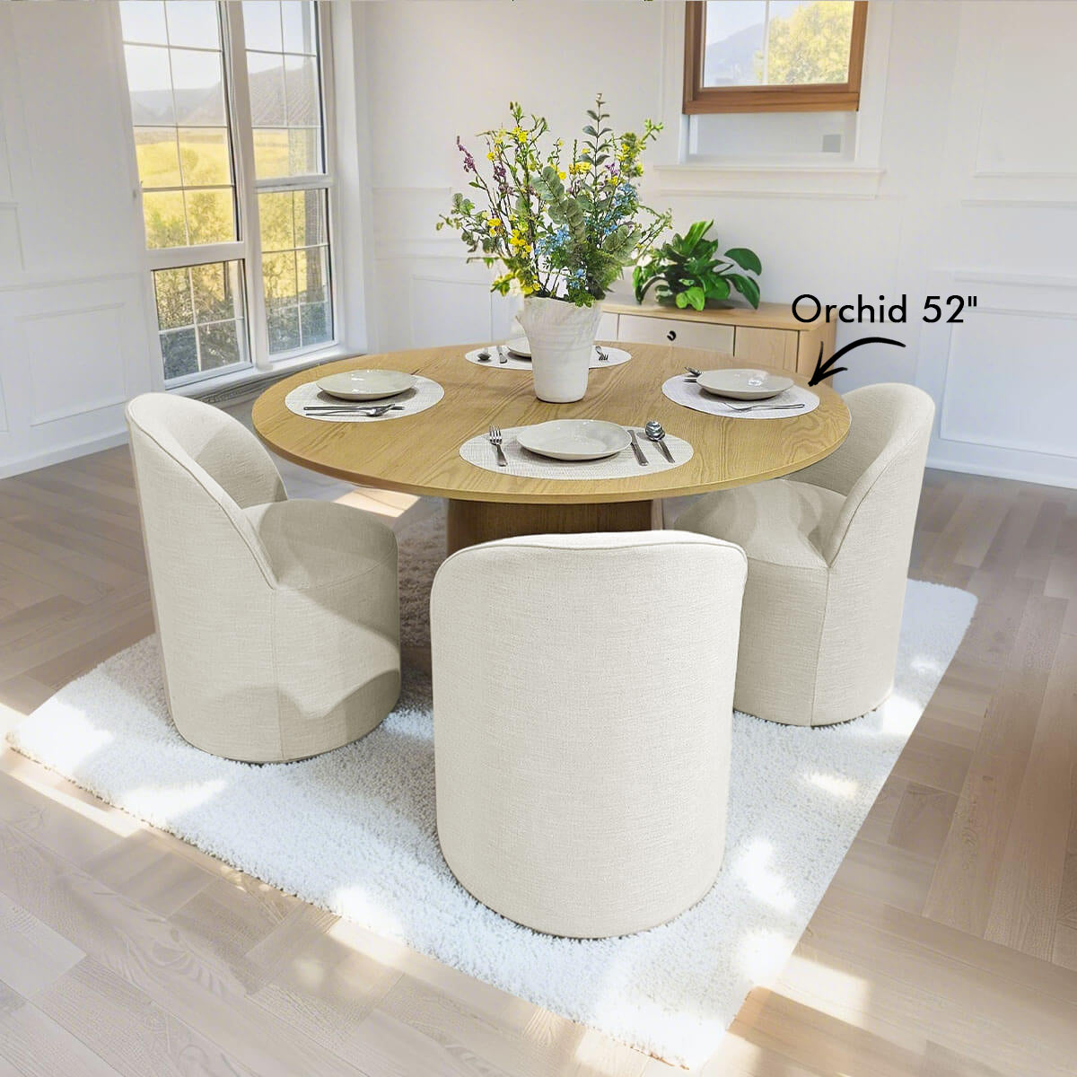 Doris Rolling Upholstered Dining Chair With Castors (Set of 6)